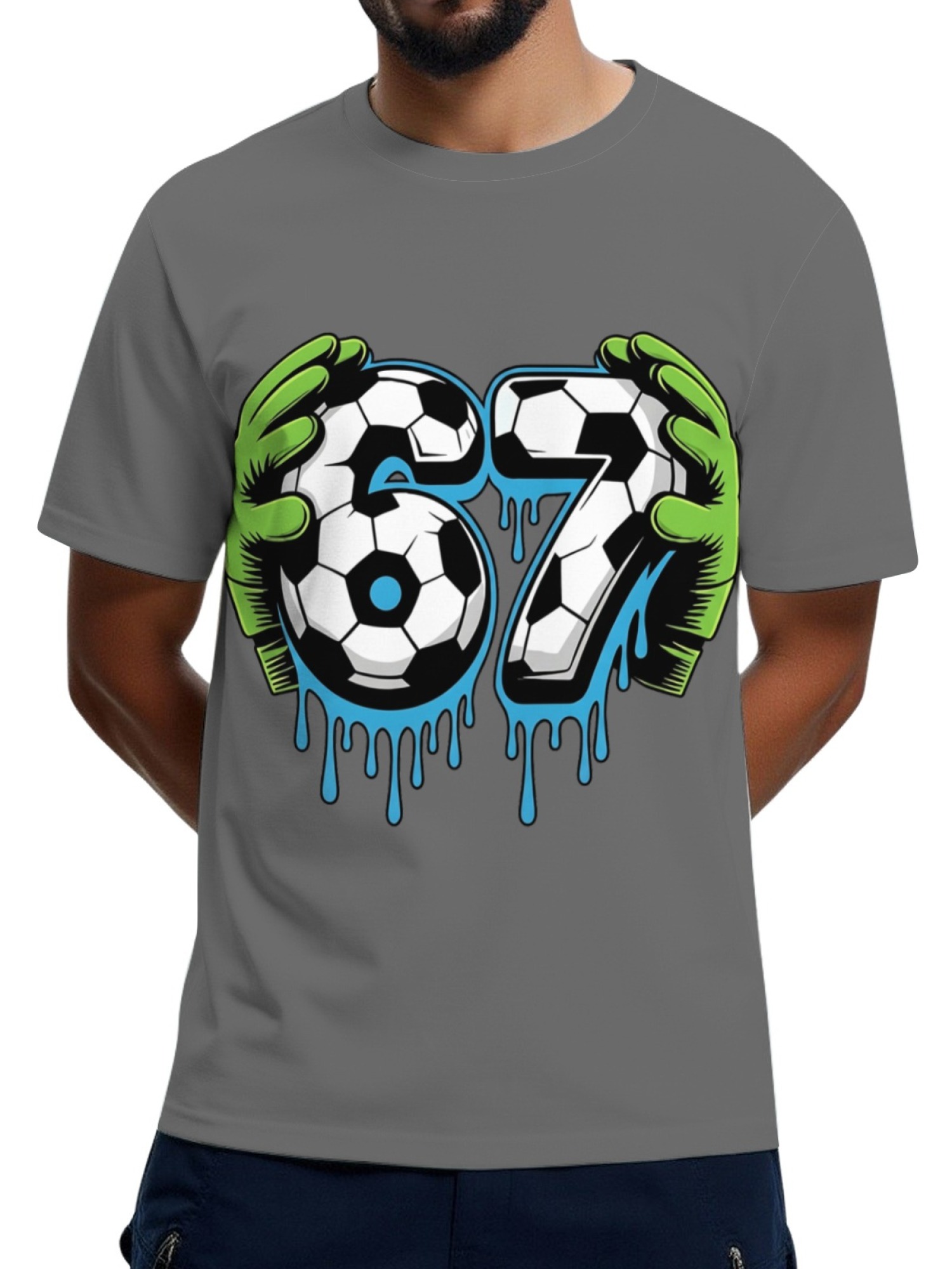 Graffiti Soccer Goalkeeper T-Shirt - Urban Drip Style Number 67 Graphic Tee