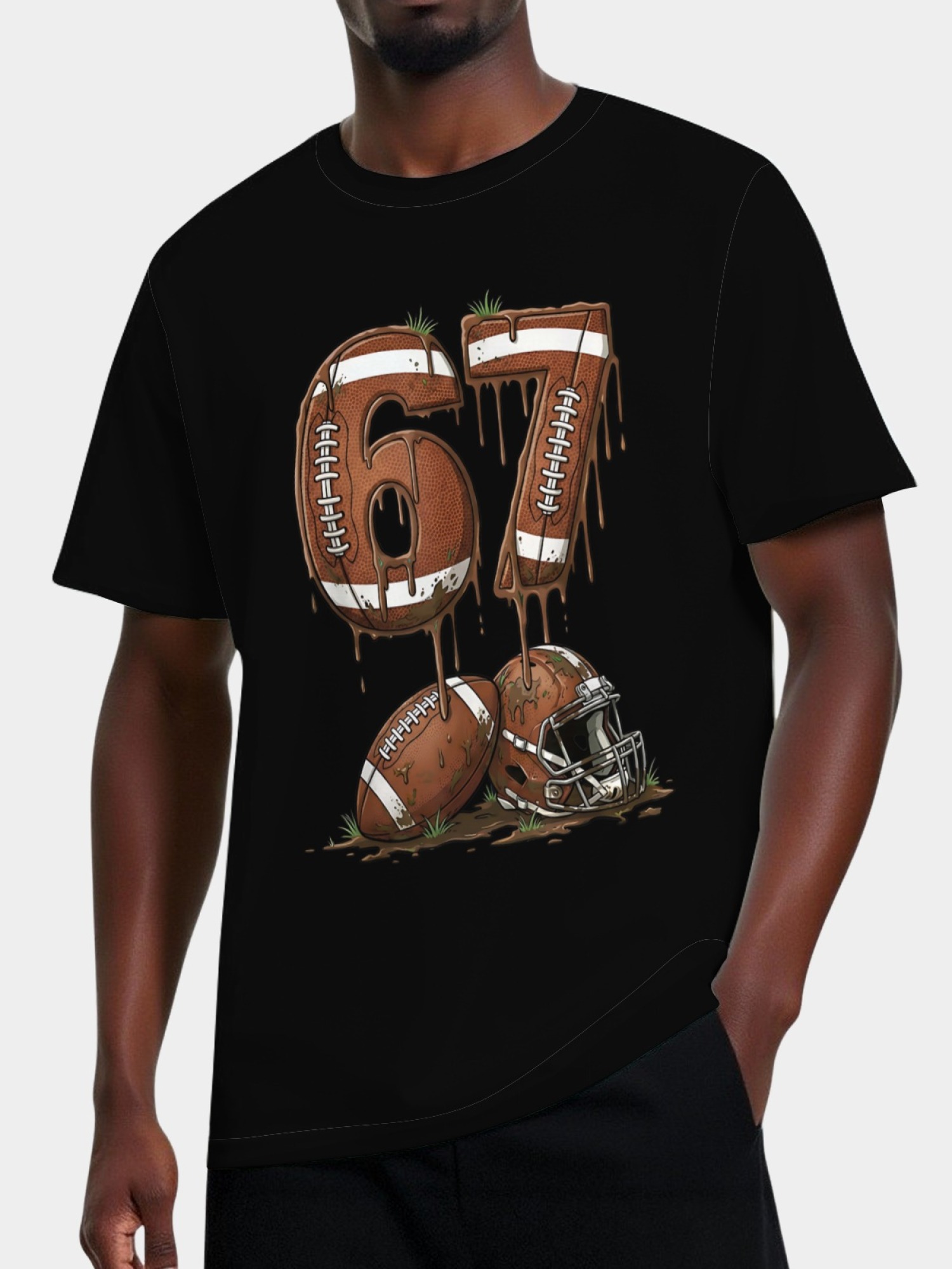 Urban Sports Drip T-Shirt - Graffiti Number 67 Soccer & American Football Graphic Tee