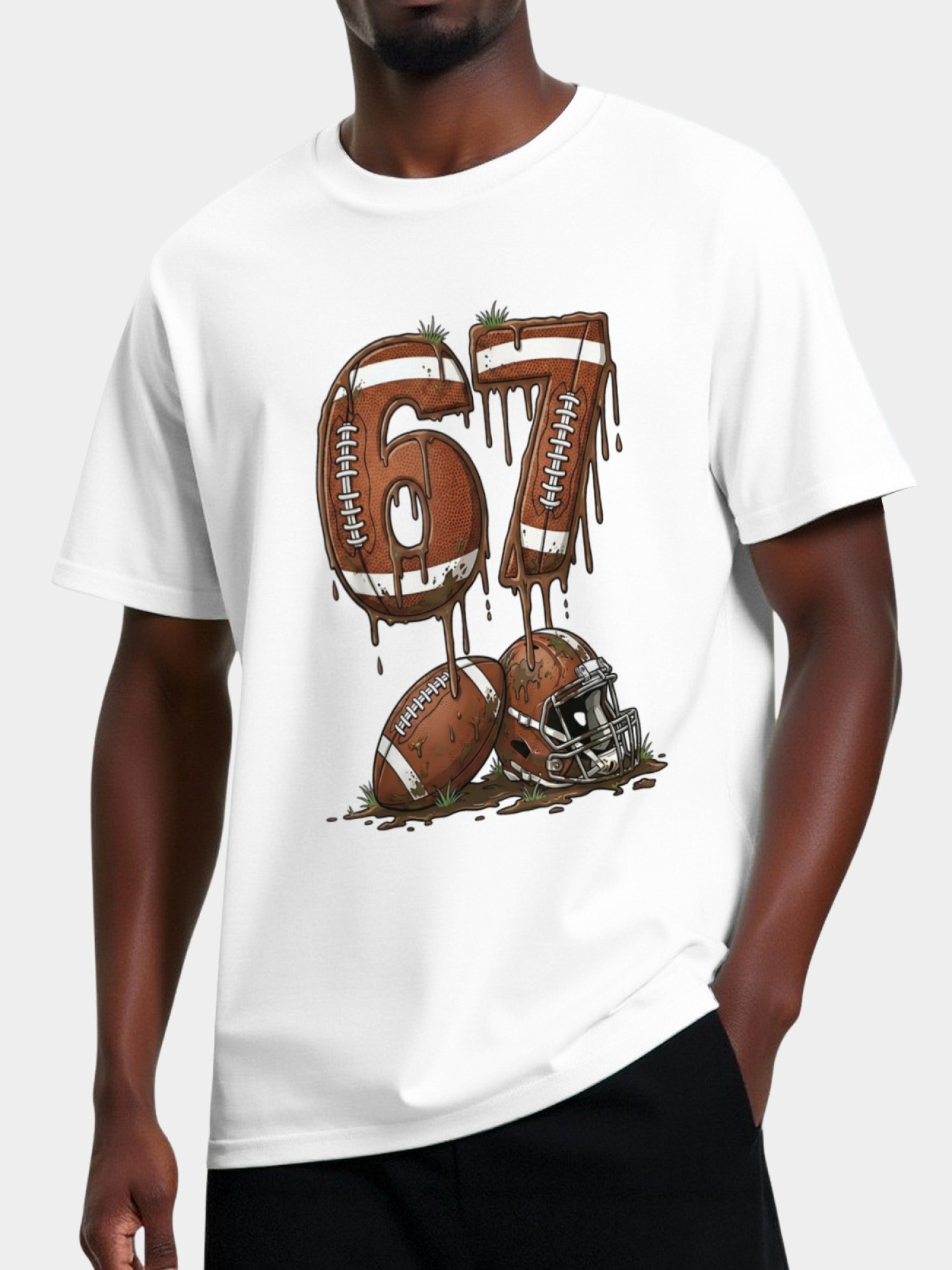 Urban Sports Drip T-Shirt - Graffiti Number 67 Soccer & American Football Graphic Tee