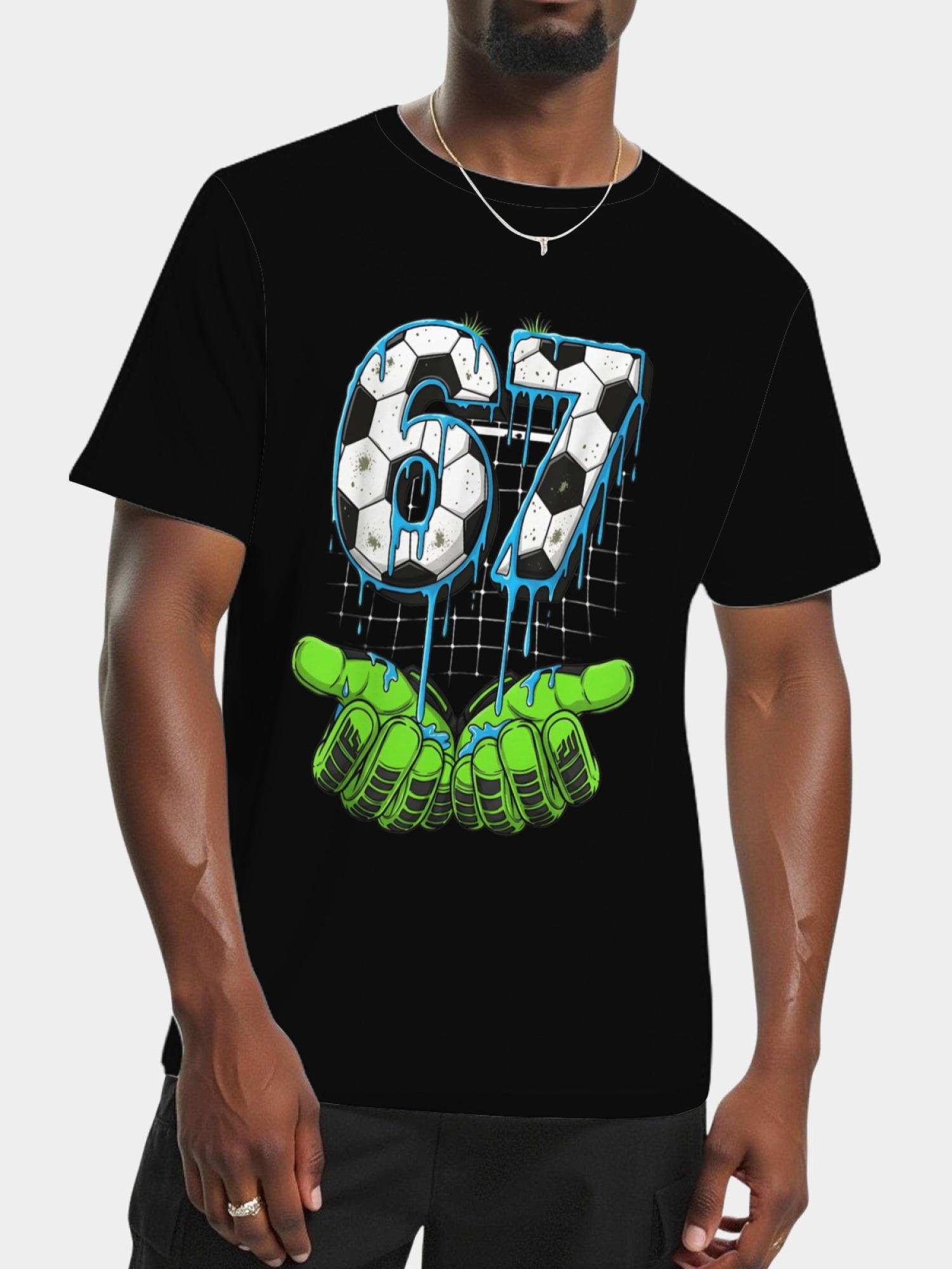 Urban Soccer Goalkeeper T-Shirt - Graffiti Drip Number 67 Men's Graphic Tee (9 Colors)