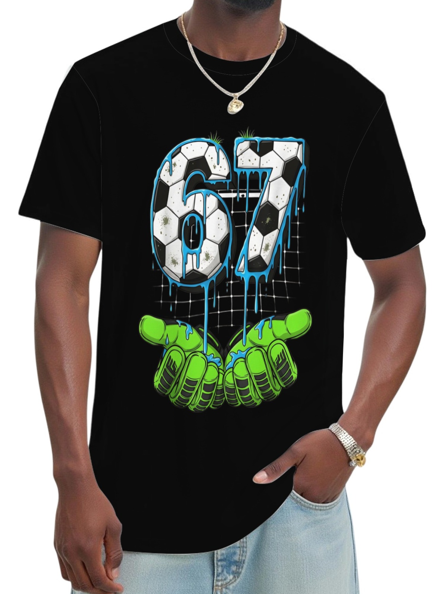 Urban Soccer Goalkeeper T-Shirt - Graffiti Drip Number 67 Men's Graphic Tee (9 Colors)