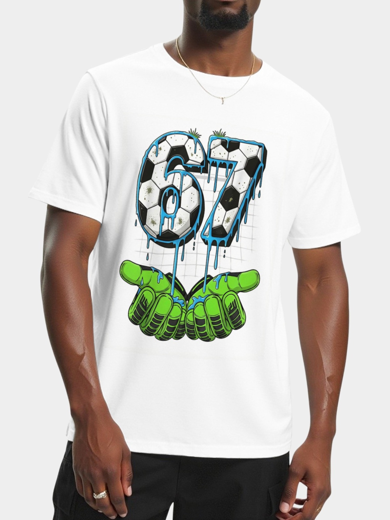 Urban Soccer Goalkeeper T-Shirt - Graffiti Drip Number 67 Men's Graphic Tee (9 Colors)