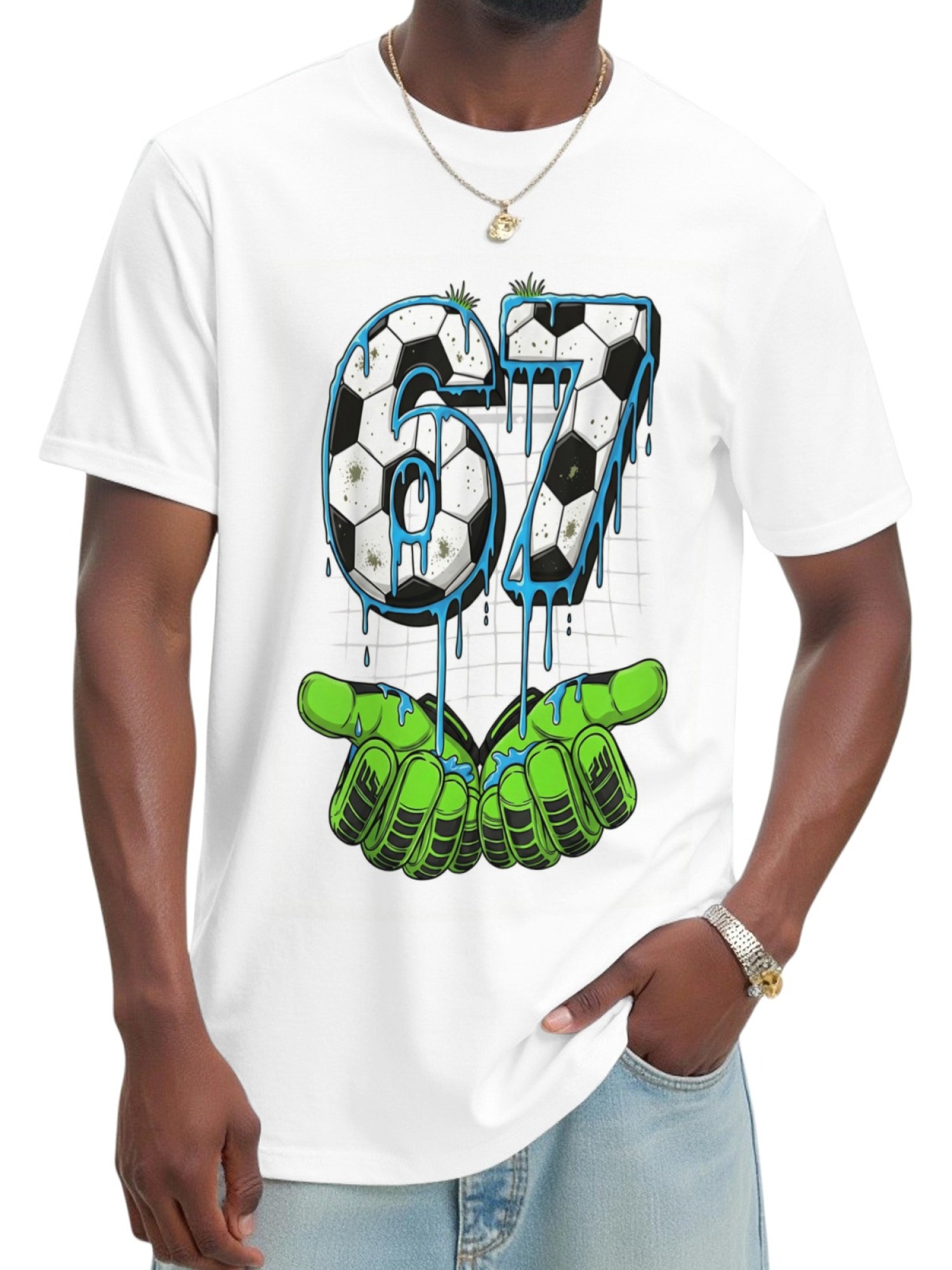 Urban Soccer Goalkeeper T-Shirt - Graffiti Drip Number 67 Men's Graphic Tee (9 Colors)