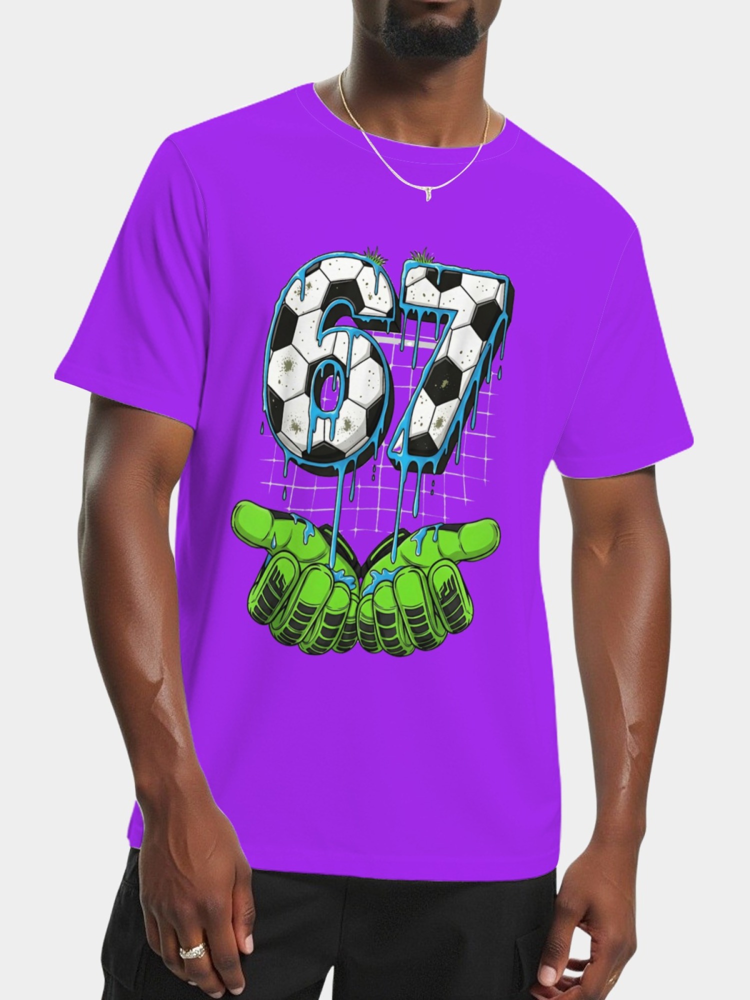 Urban Soccer Goalkeeper T-Shirt - Graffiti Drip Number 67 Men's Graphic Tee (9 Colors)