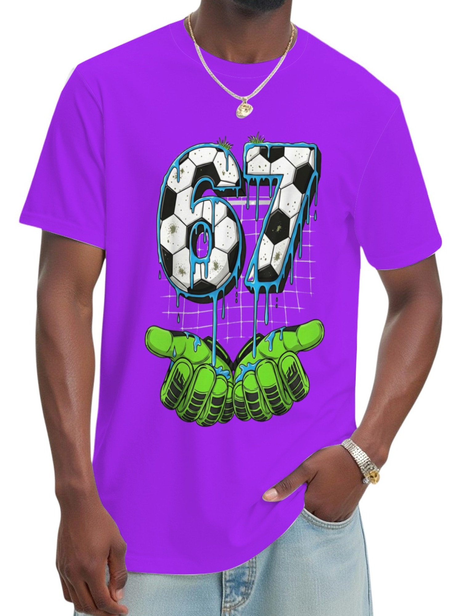 Urban Soccer Goalkeeper T-Shirt - Graffiti Drip Number 67 Men's Graphic Tee (9 Colors)
