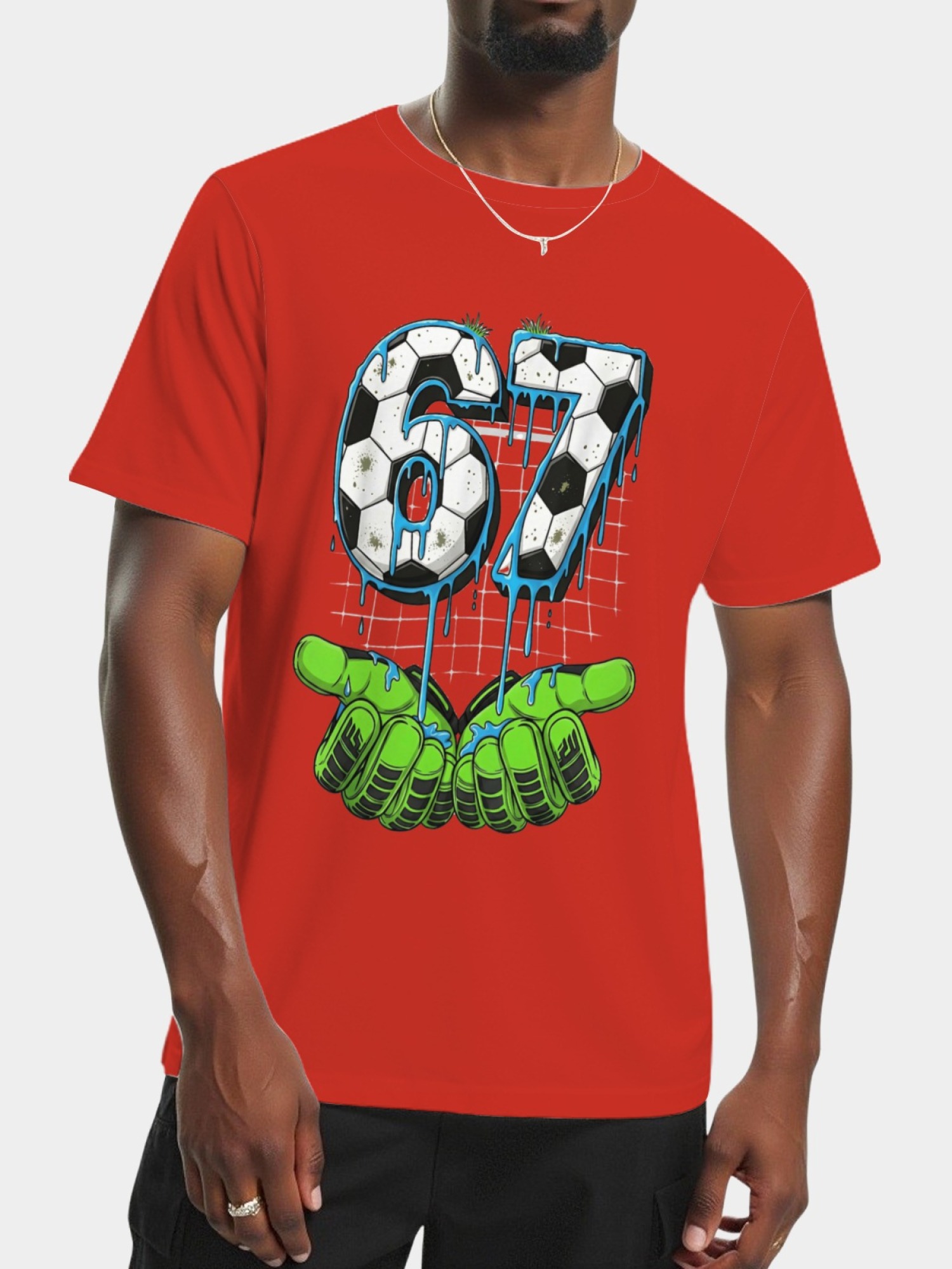 Urban Soccer Goalkeeper T-Shirt - Graffiti Drip Number 67 Men's Graphic Tee (9 Colors)