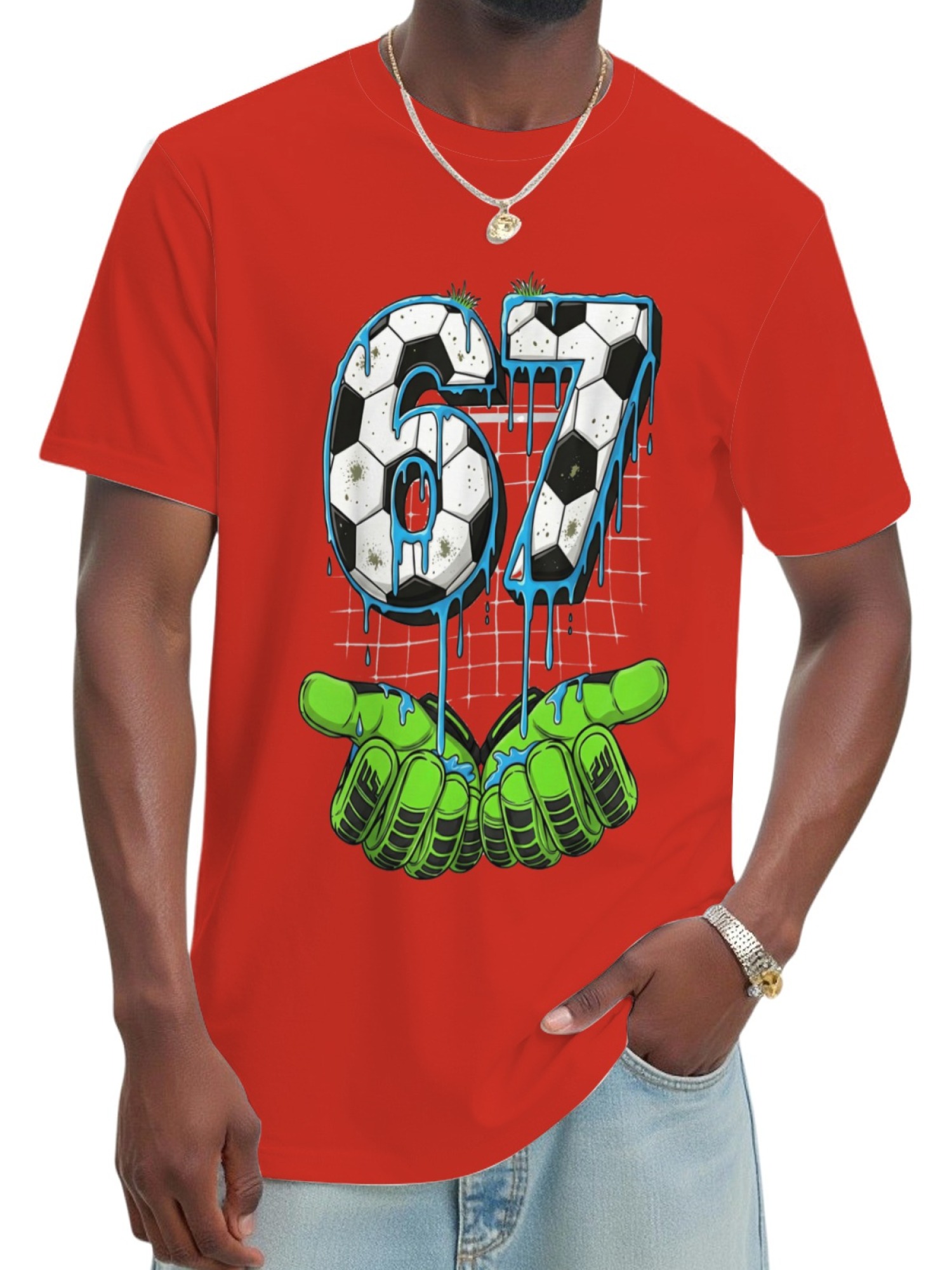 Urban Soccer Goalkeeper T-Shirt - Graffiti Drip Number 67 Men's Graphic Tee (9 Colors)