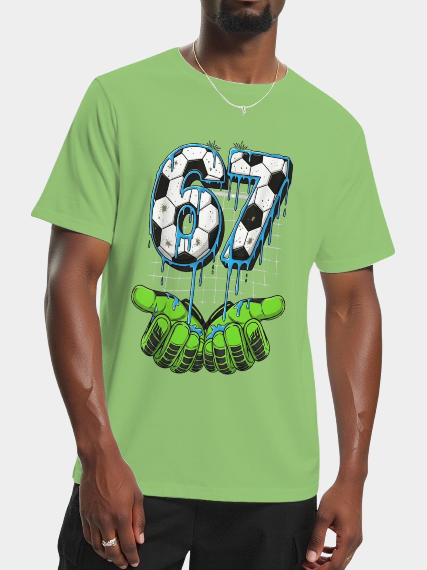 Urban Soccer Goalkeeper T-Shirt - Graffiti Drip Number 67 Men's Graphic Tee (9 Colors)