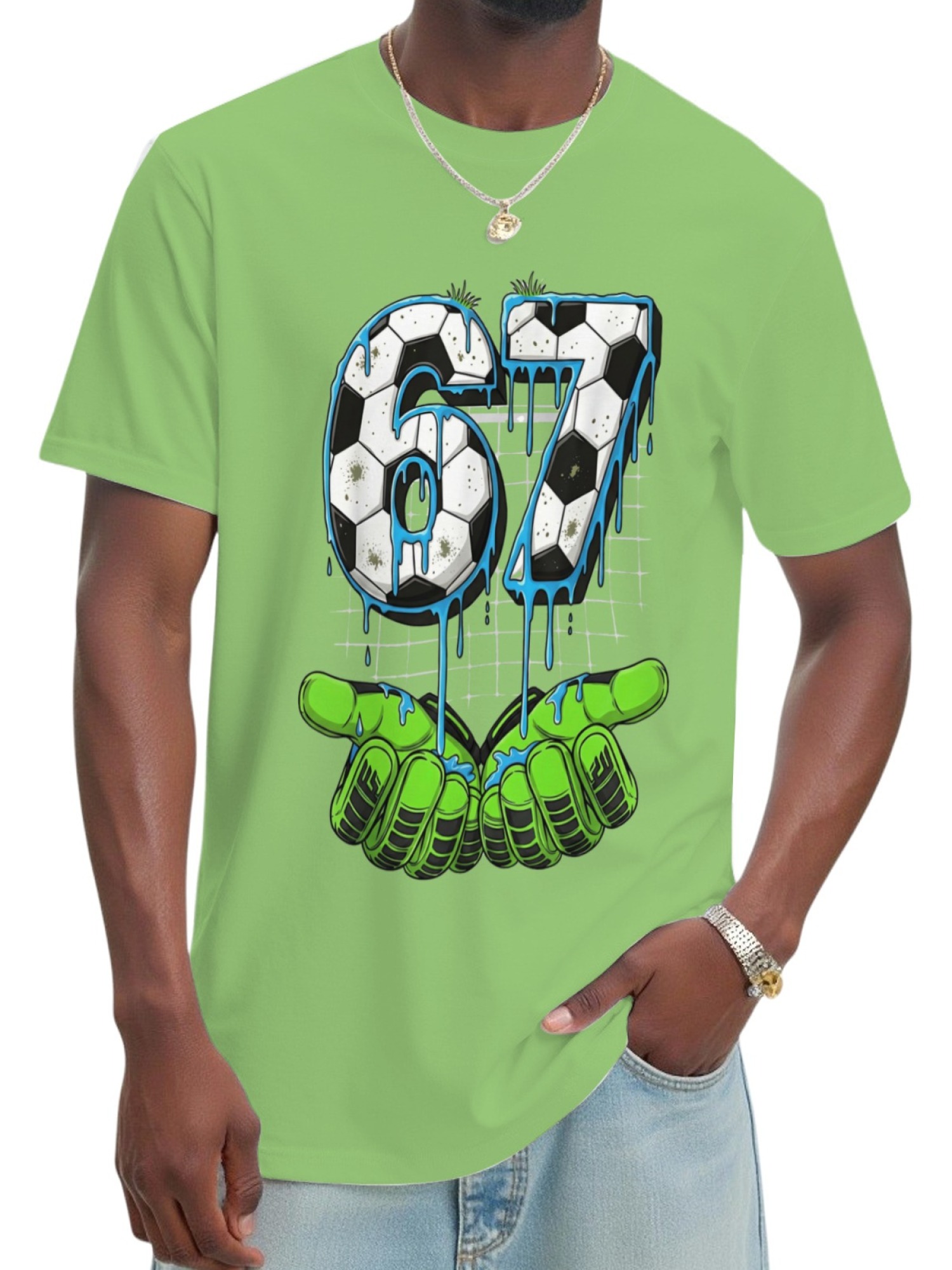 Urban Soccer Goalkeeper T-Shirt - Graffiti Drip Number 67 Men's Graphic Tee (9 Colors)