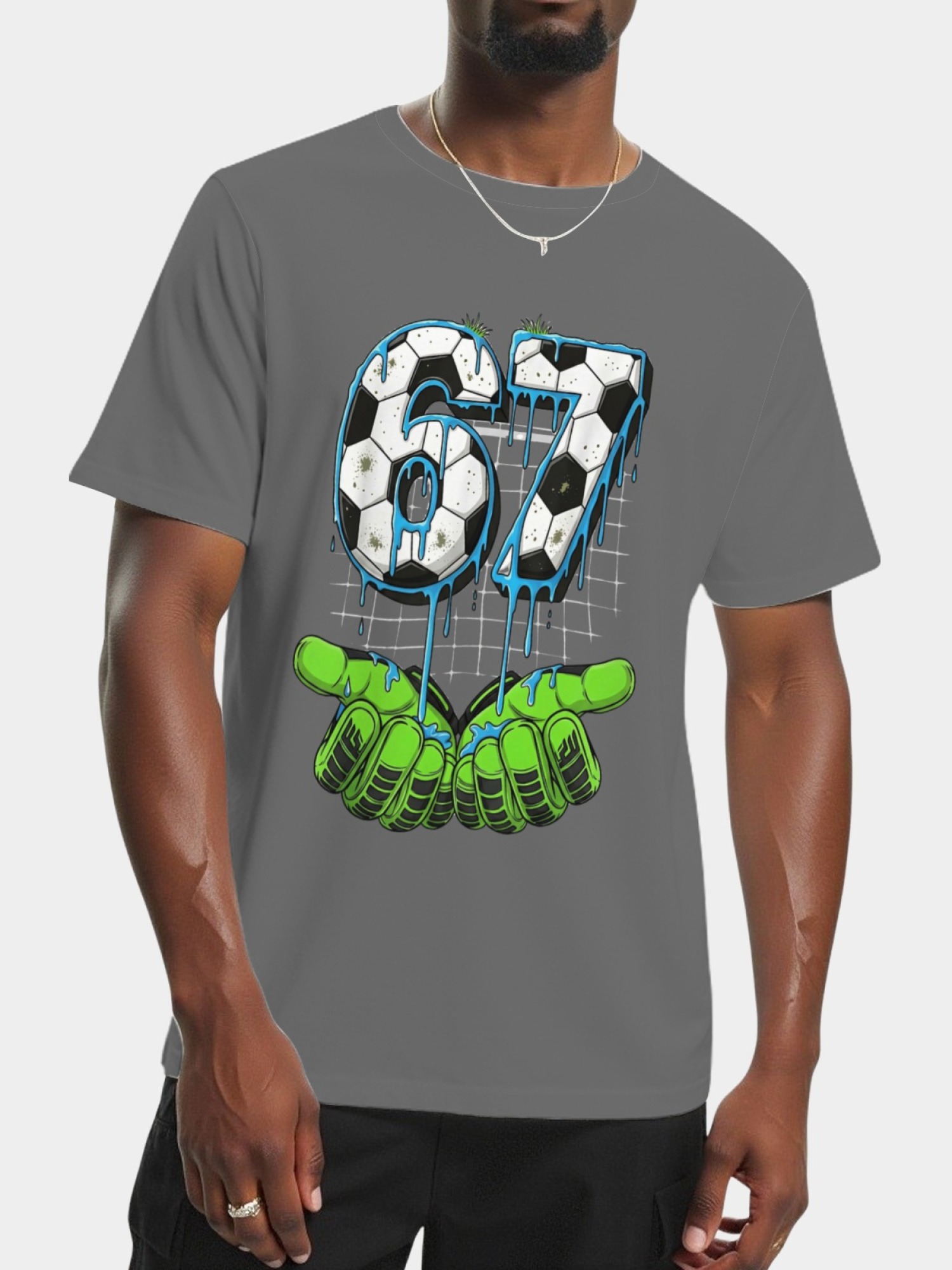 Urban Soccer Goalkeeper T-Shirt - Graffiti Drip Number 67 Men's Graphic Tee (9 Colors)