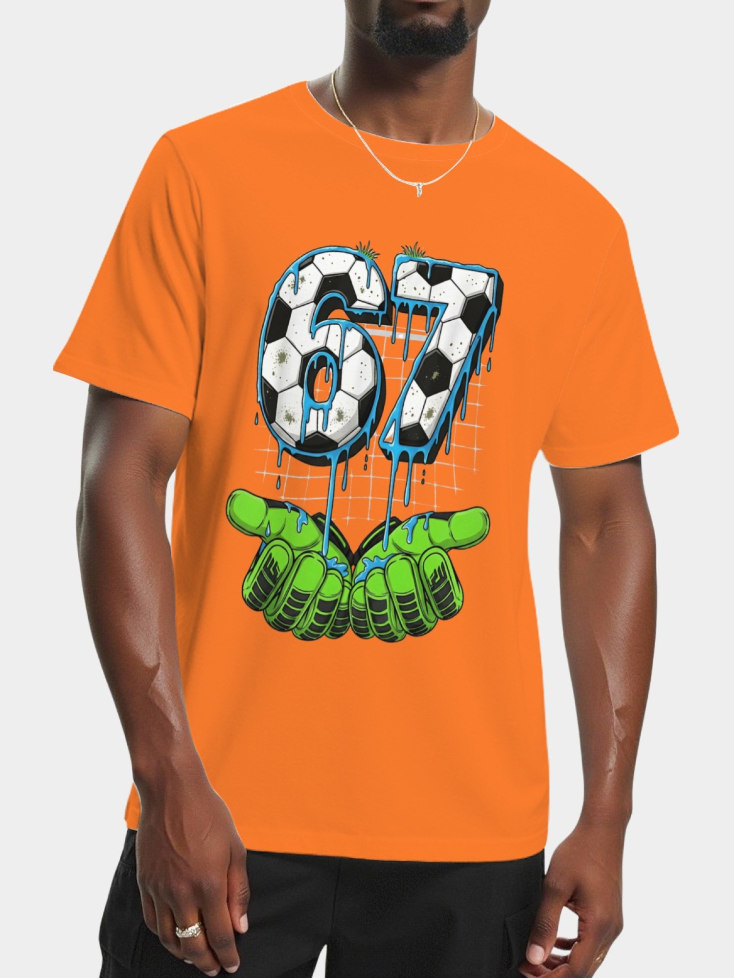 Urban Soccer Goalkeeper T-Shirt - Graffiti Drip Number 67 Men's Graphic Tee (9 Colors)