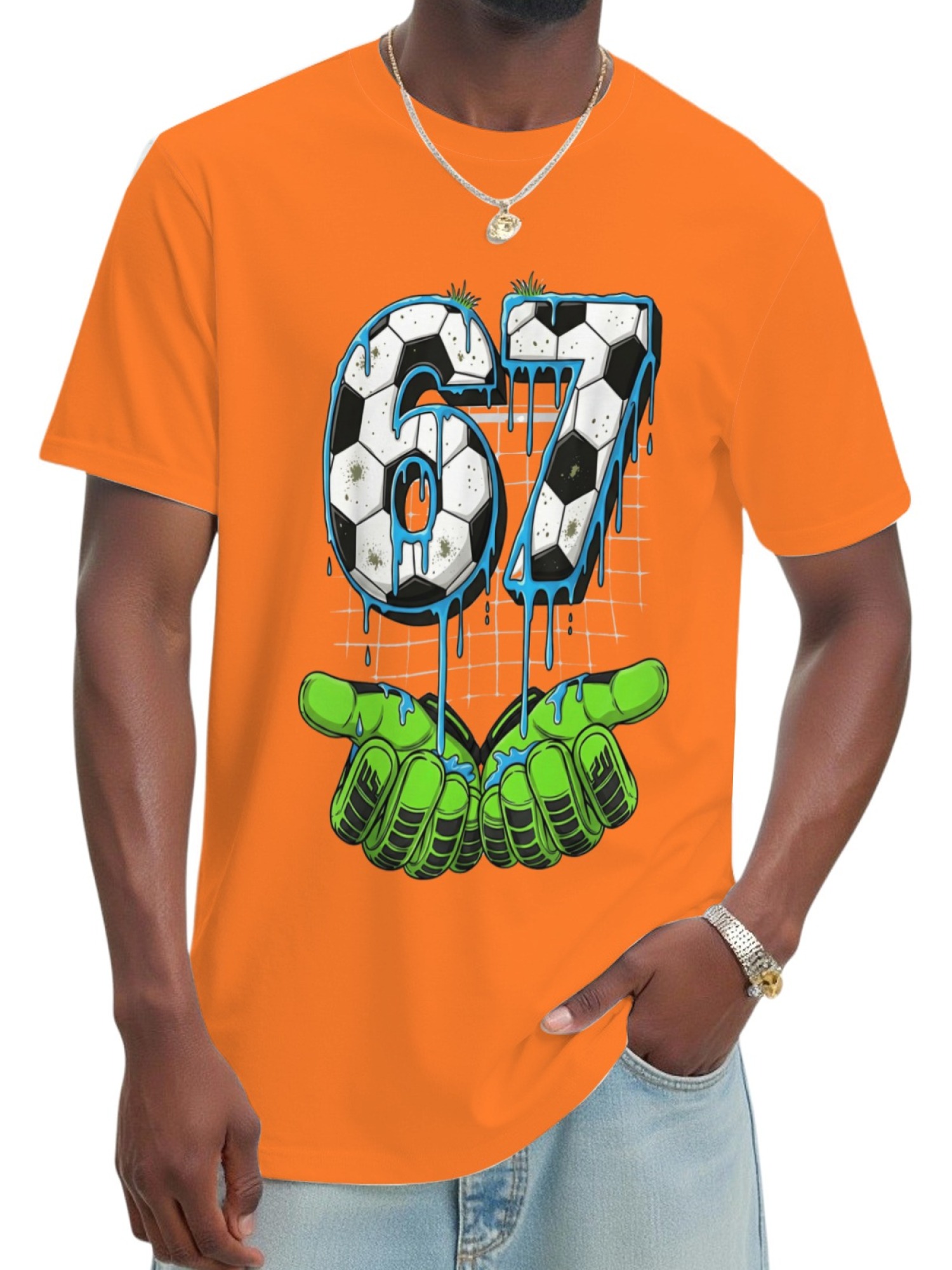 Urban Soccer Goalkeeper T-Shirt - Graffiti Drip Number 67 Men's Graphic Tee (9 Colors)