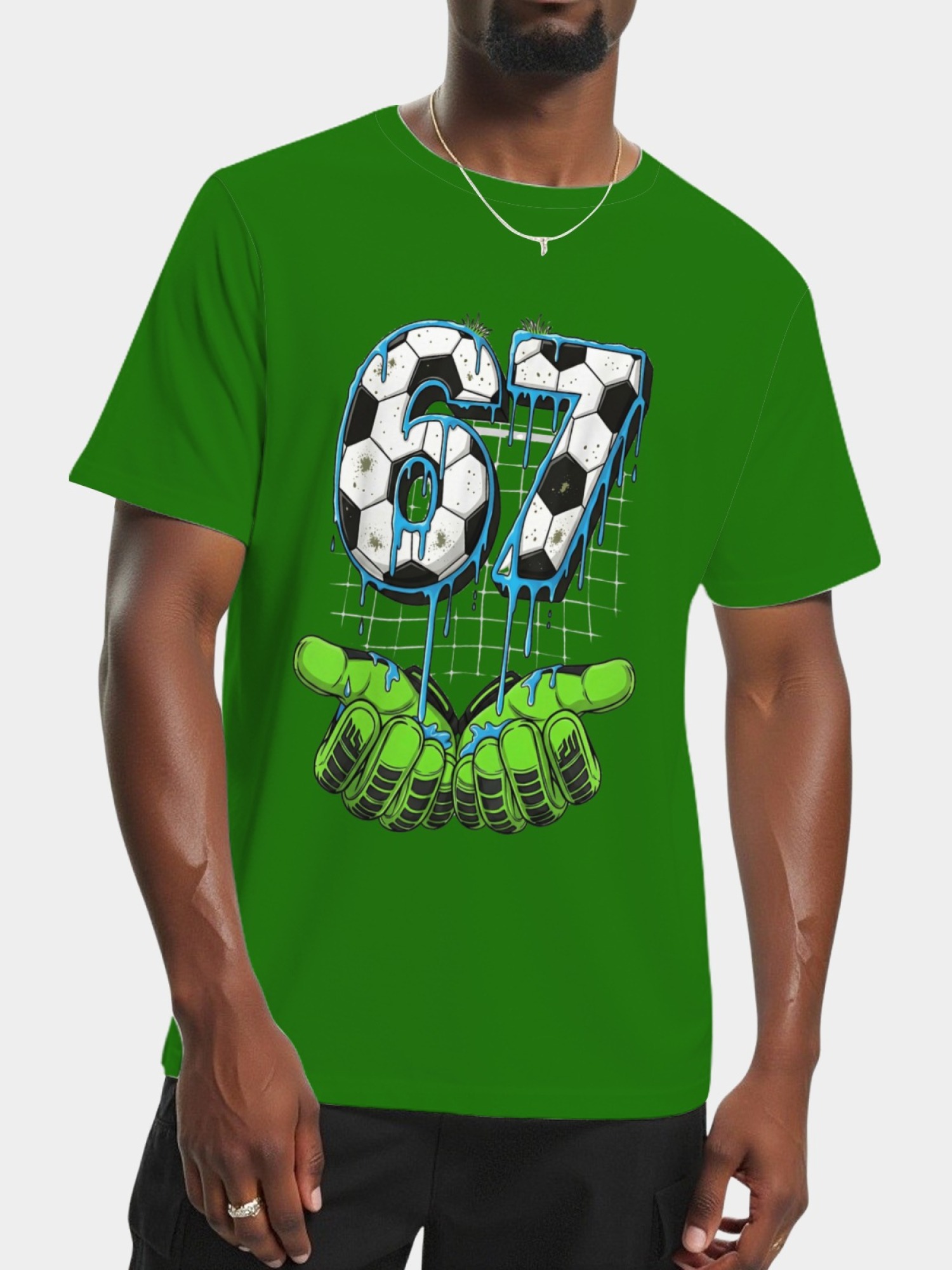 Urban Soccer Goalkeeper T-Shirt - Graffiti Drip Number 67 Men's Graphic Tee (9 Colors)