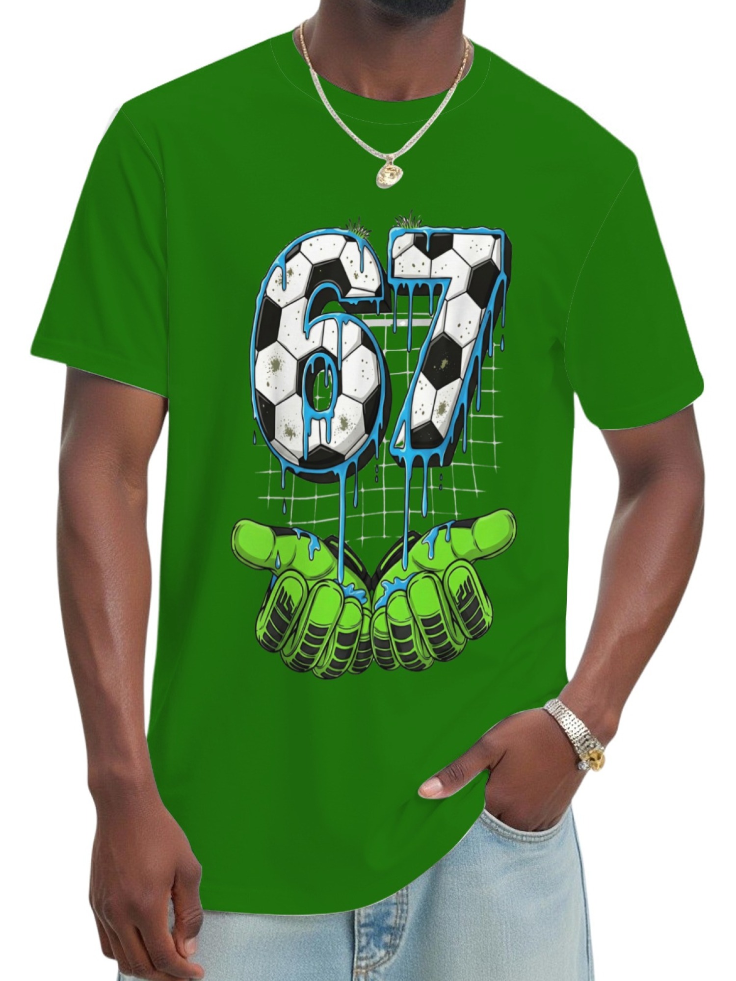 Urban Soccer Goalkeeper T-Shirt - Graffiti Drip Number 67 Men's Graphic Tee (9 Colors)