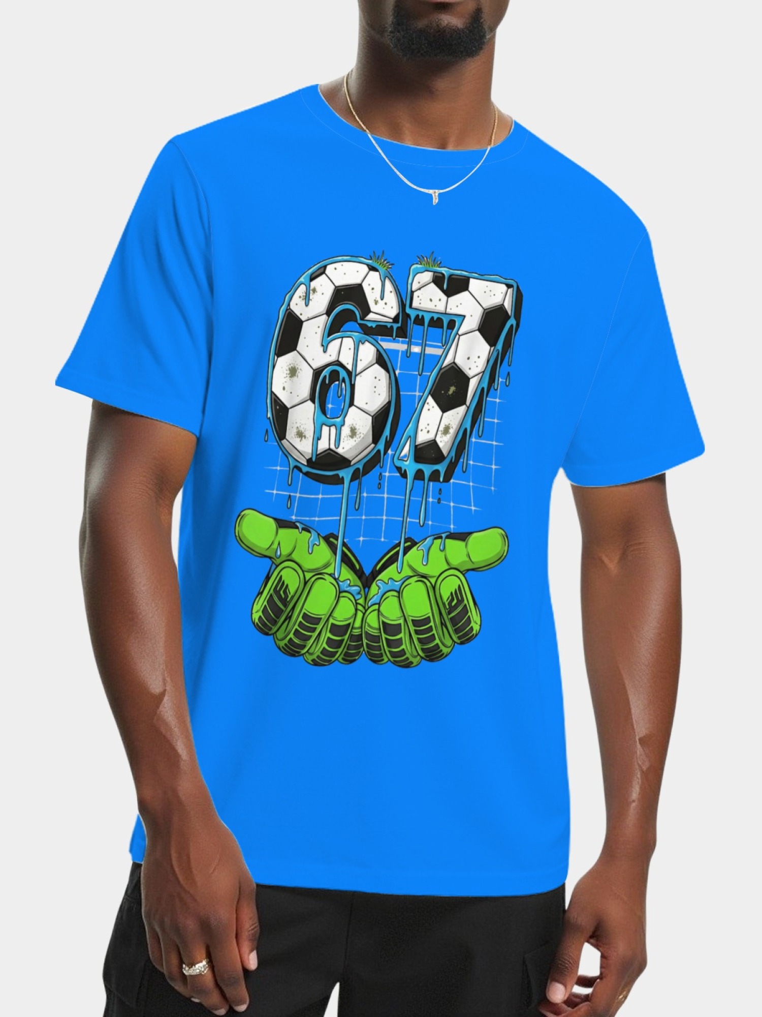 Urban Soccer Goalkeeper T-Shirt - Graffiti Drip Number 67 Men's Graphic Tee (9 Colors)