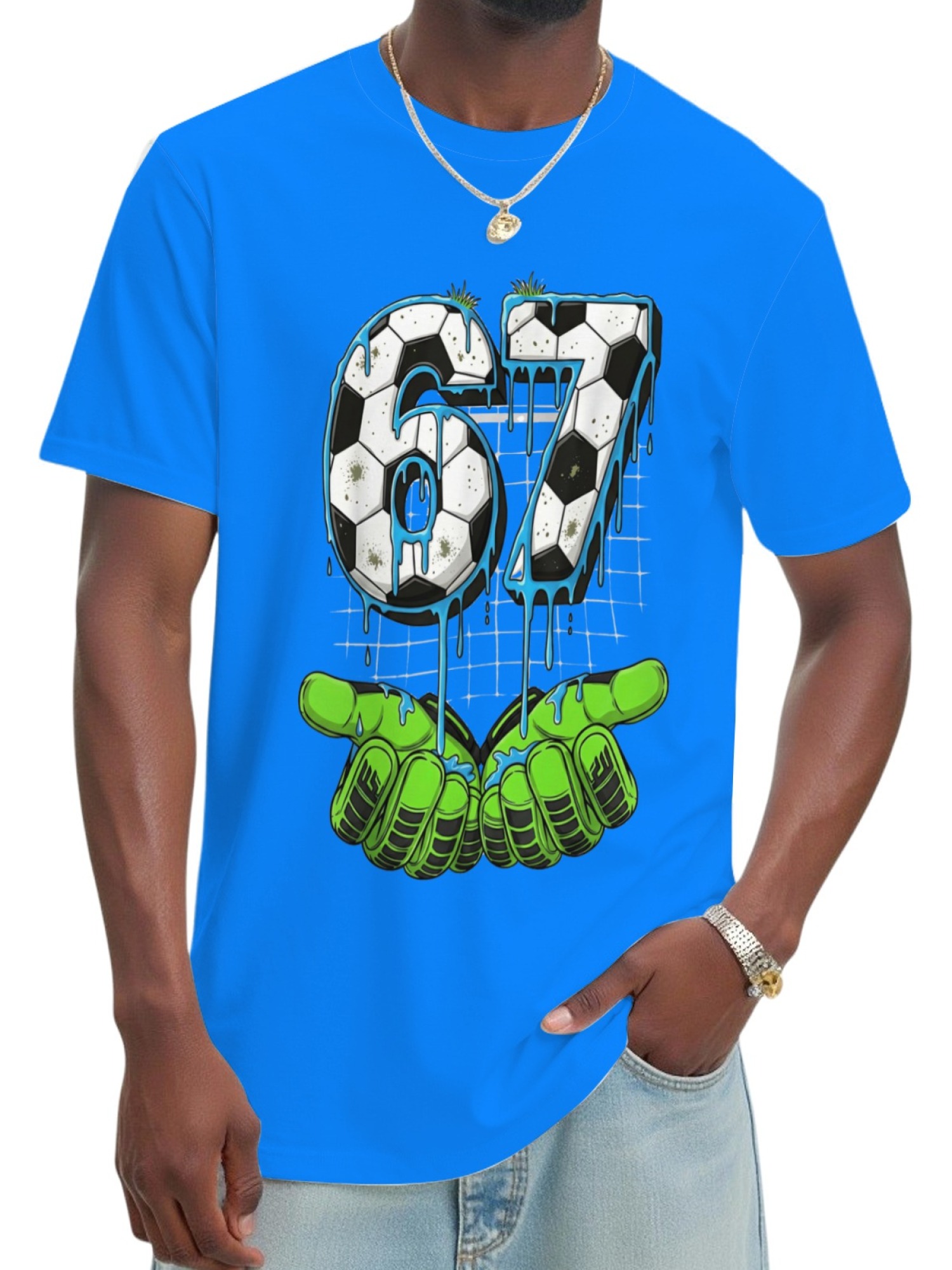 Urban Soccer Goalkeeper T-Shirt - Graffiti Drip Number 67 Men's Graphic Tee (9 Colors)