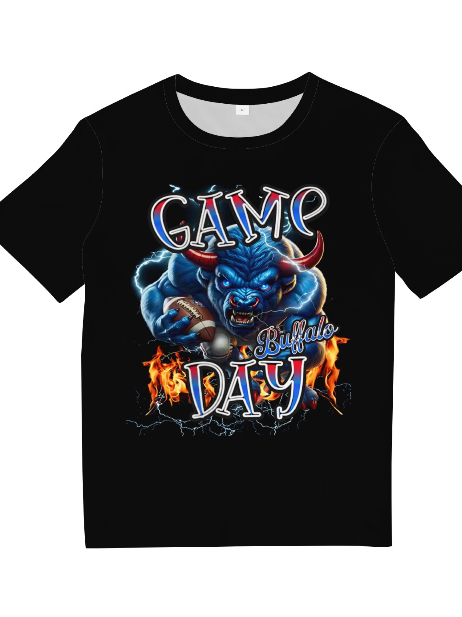 Buffalo Football Game Day T-Shirt - Blue Bull Graphic Print Tee