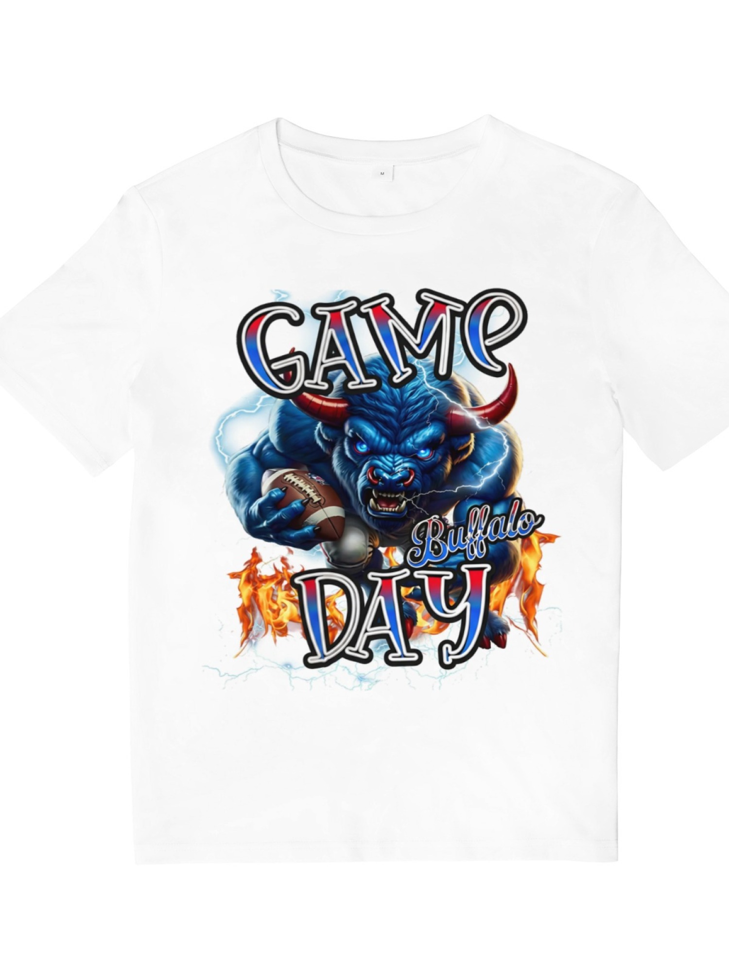 Buffalo Football Game Day T-Shirt - Blue Bull Graphic Print Tee