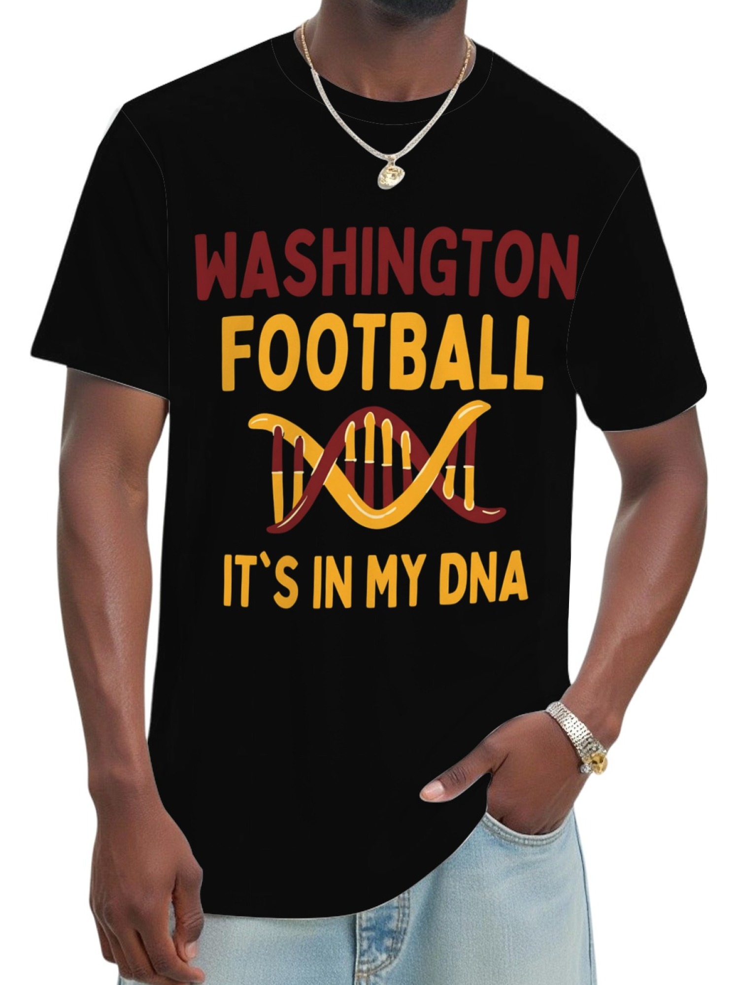 Washington Football It's In My DNA Men’s Premium Cotton T-Shirt - Burgundy & Gold