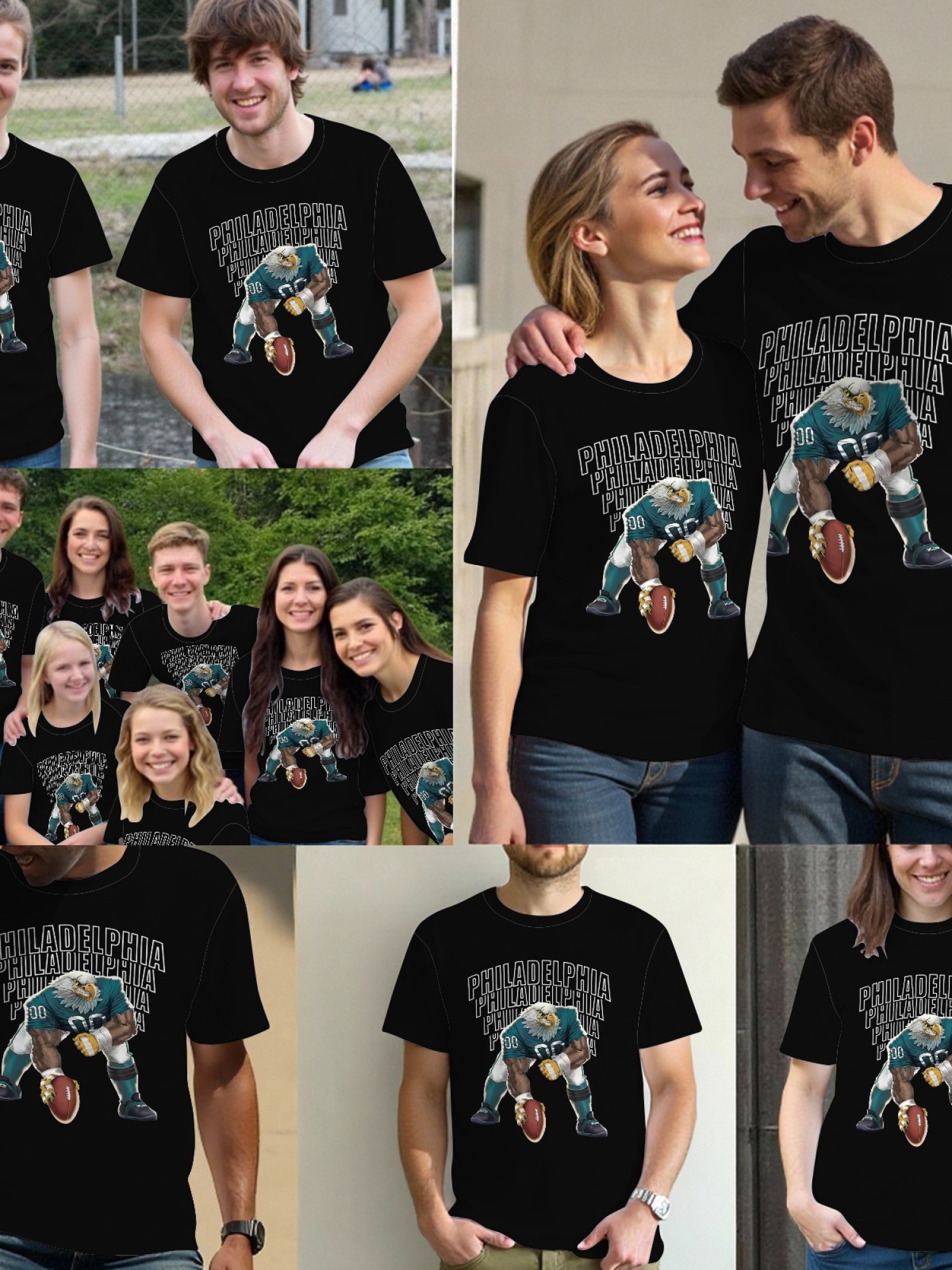 Philadelphia Football Graphic T-Shirt - Men's Vintage Eagle Print Gameday Tee