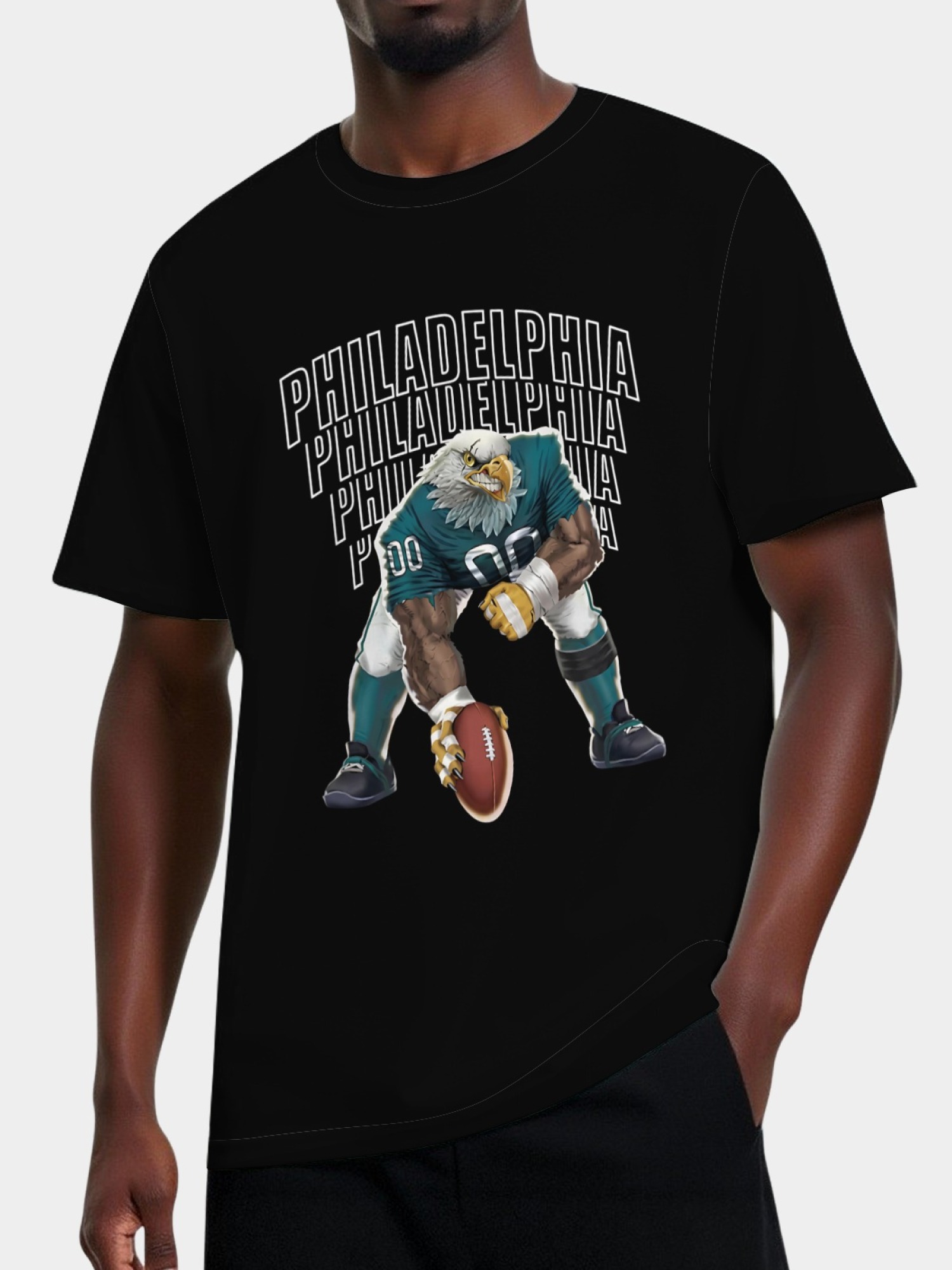 Philadelphia Football Graphic T-Shirt - Men's Vintage Eagle Print Gameday Tee
