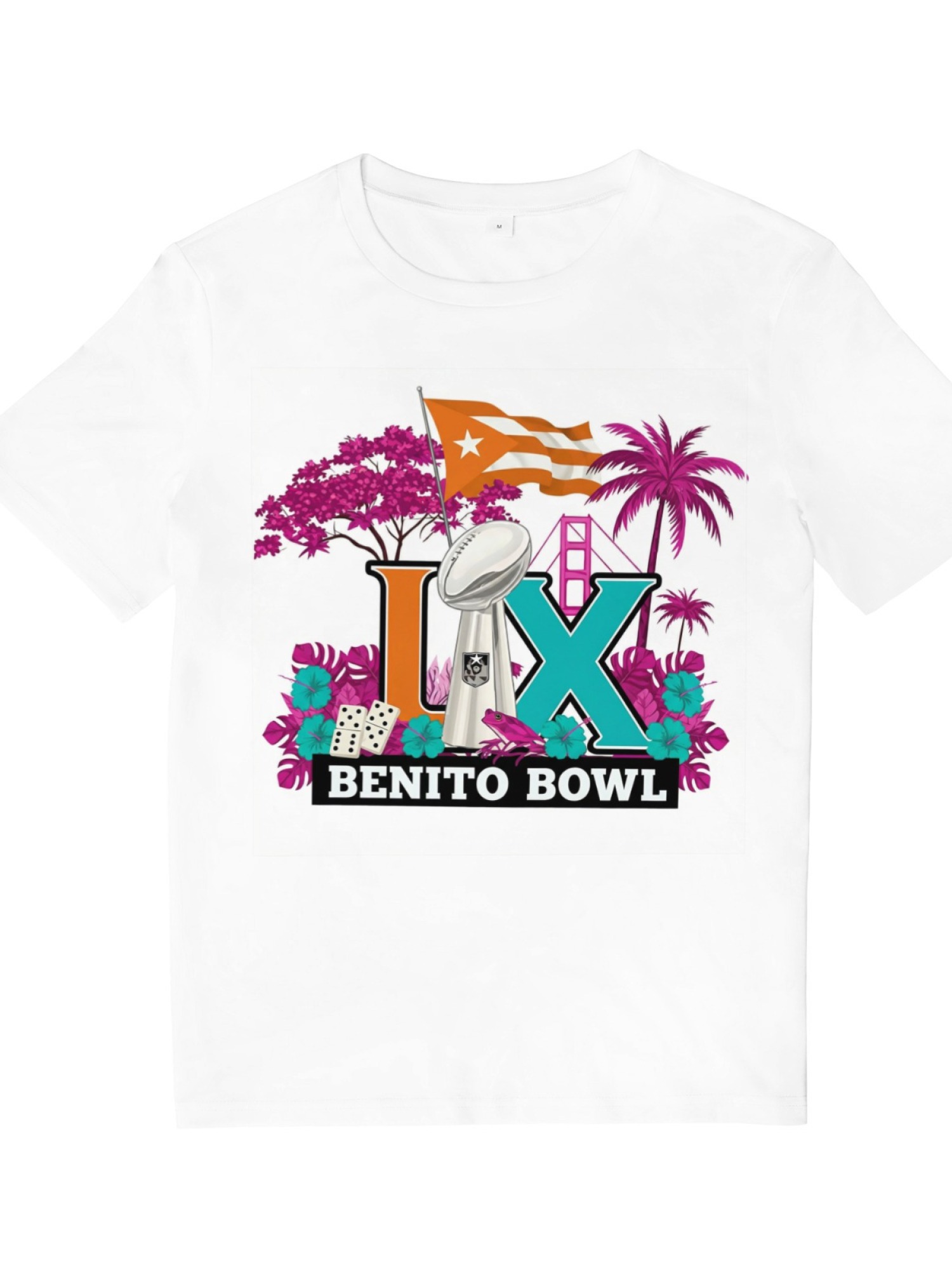 Benito Bowl LX Puerto Rico Graphic T-Shirt - Premium Cotton Football Fan Tee - Black