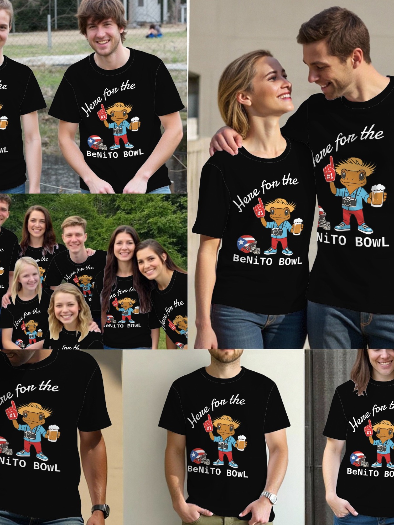 "Here For The BeNiTO BOWL" Funny Coquí T-Shirt - Puerto Rico Football Graphic Tee