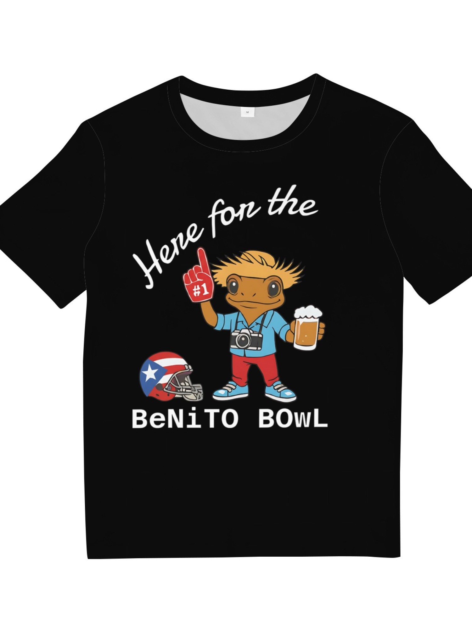 "Here For The BeNiTO BOWL" Funny Coquí T-Shirt - Puerto Rico Football Graphic Tee