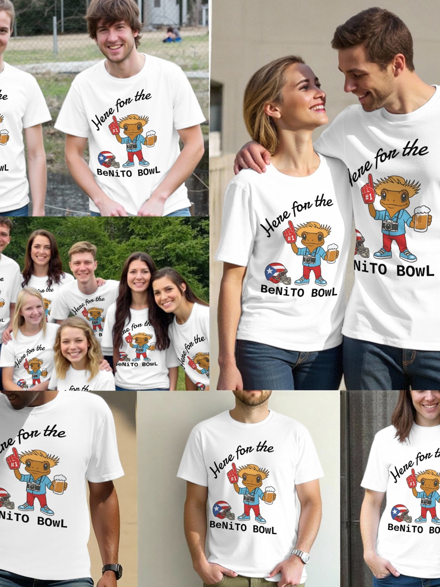 "Here For The BeNiTO BOWL" Funny Coquí T-Shirt - Puerto Rico Football Graphic Tee
