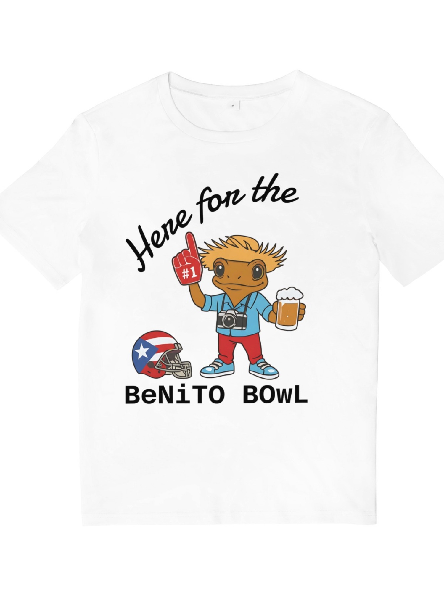 "Here For The BeNiTO BOWL" Funny Coquí T-Shirt - Puerto Rico Football Graphic Tee