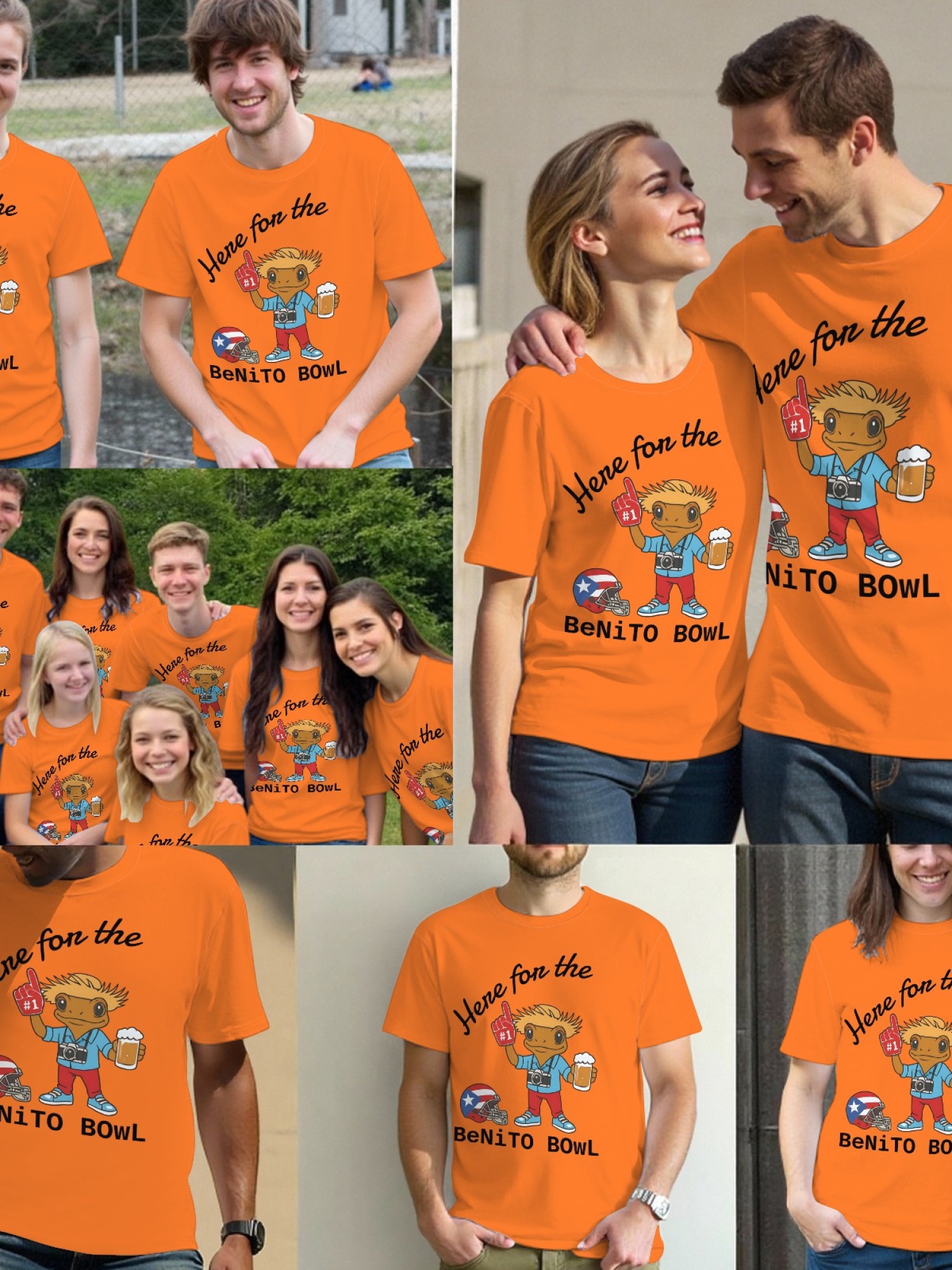 "Here For The BeNiTO BOWL" Funny Coquí T-Shirt - Puerto Rico Football Graphic Tee