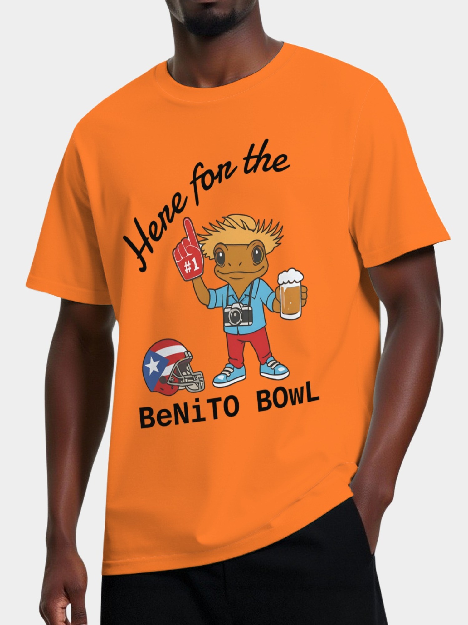 "Here For The BeNiTO BOWL" Funny Coquí T-Shirt - Puerto Rico Football Graphic Tee