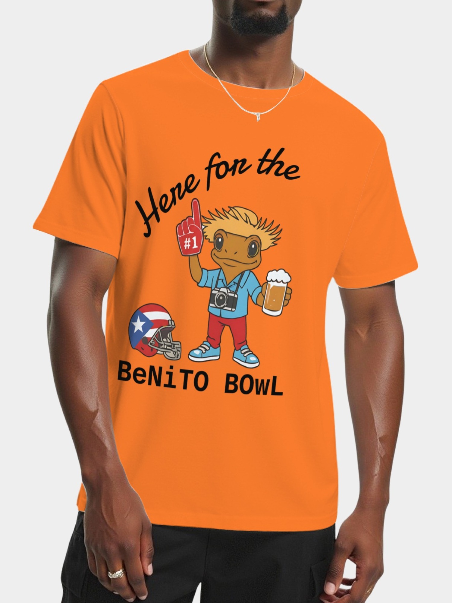 "Here For The BeNiTO BOWL" Funny Coquí T-Shirt - Puerto Rico Football Graphic Tee