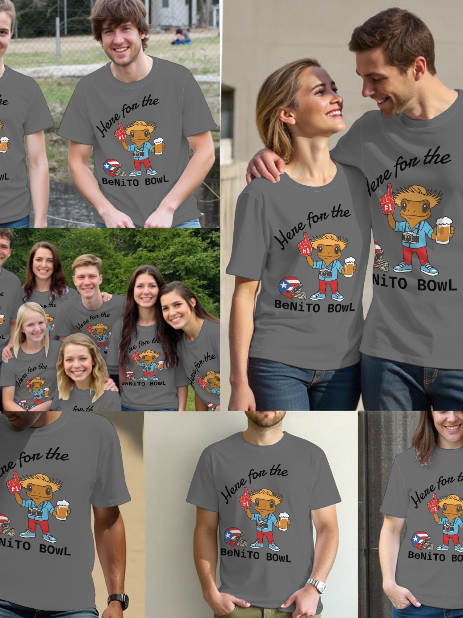 "Here For The BeNiTO BOWL" Funny Coquí T-Shirt - Puerto Rico Football Graphic Tee