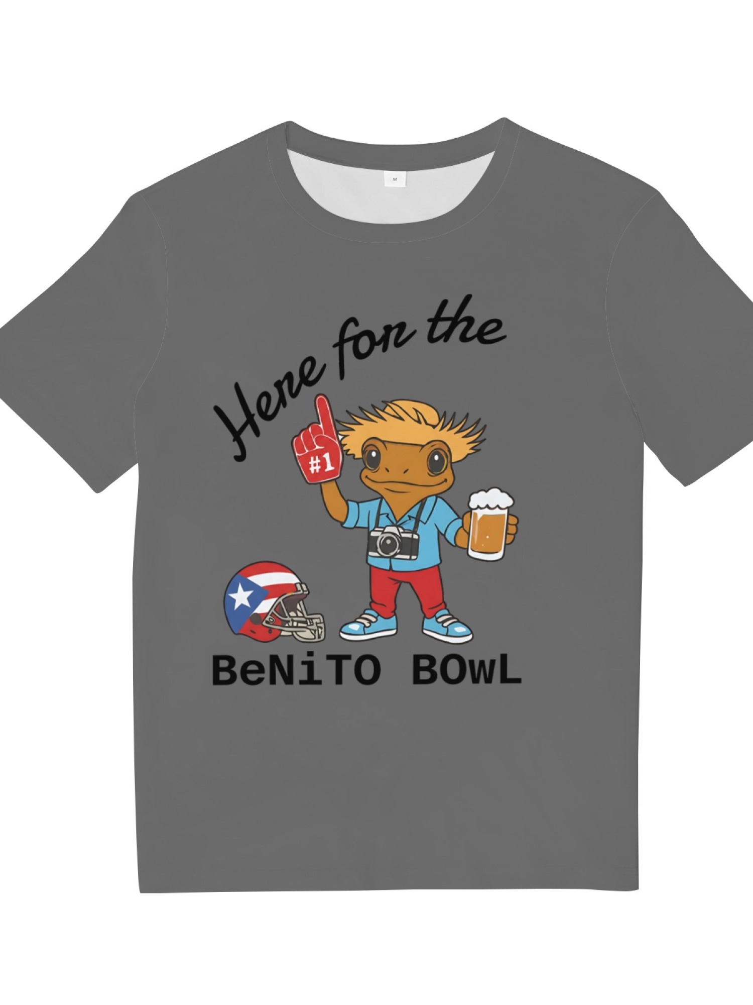 "Here For The BeNiTO BOWL" Funny Coquí T-Shirt - Puerto Rico Football Graphic Tee