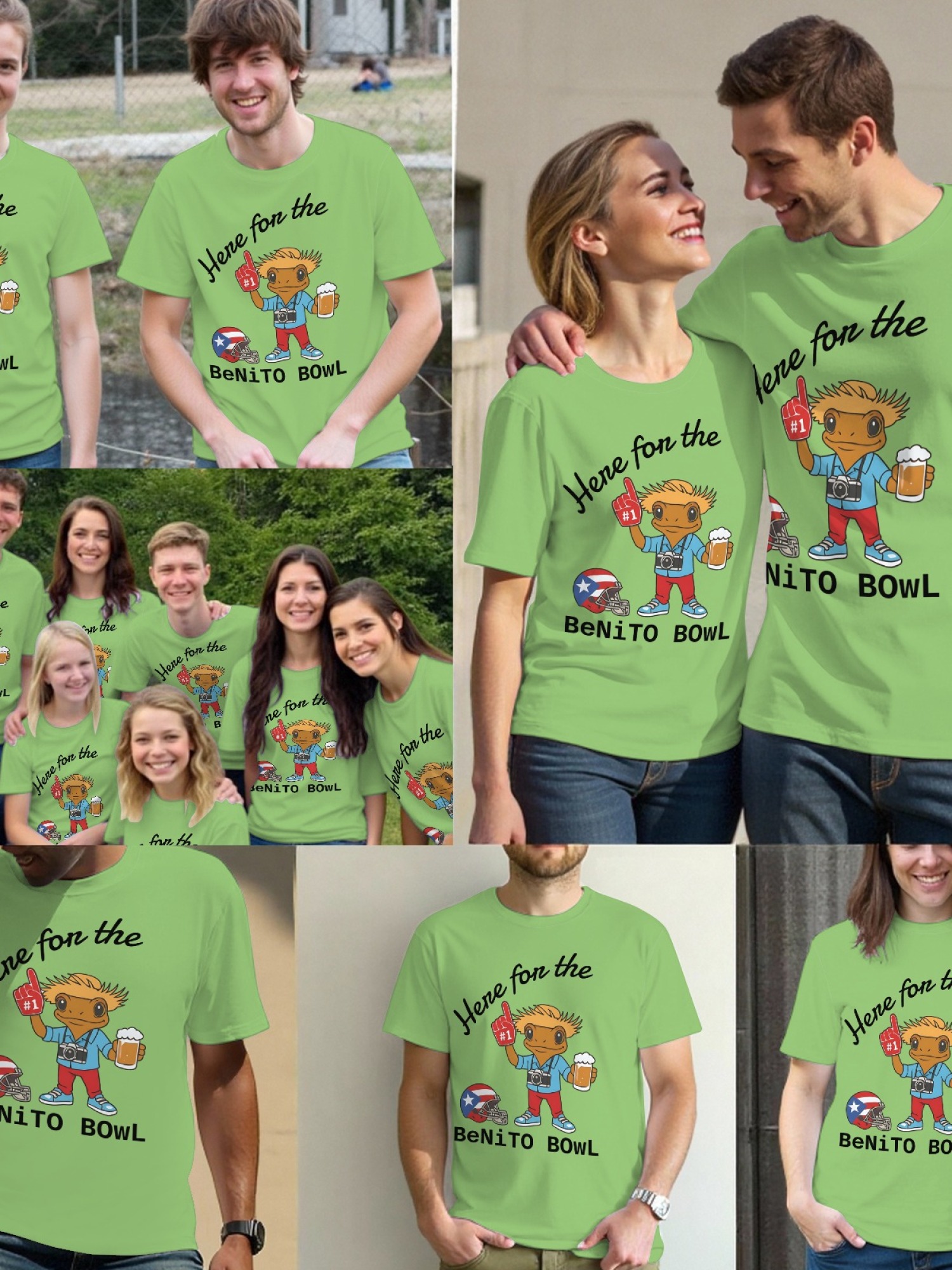 "Here For The BeNiTO BOWL" Funny Coquí T-Shirt - Puerto Rico Football Graphic Tee