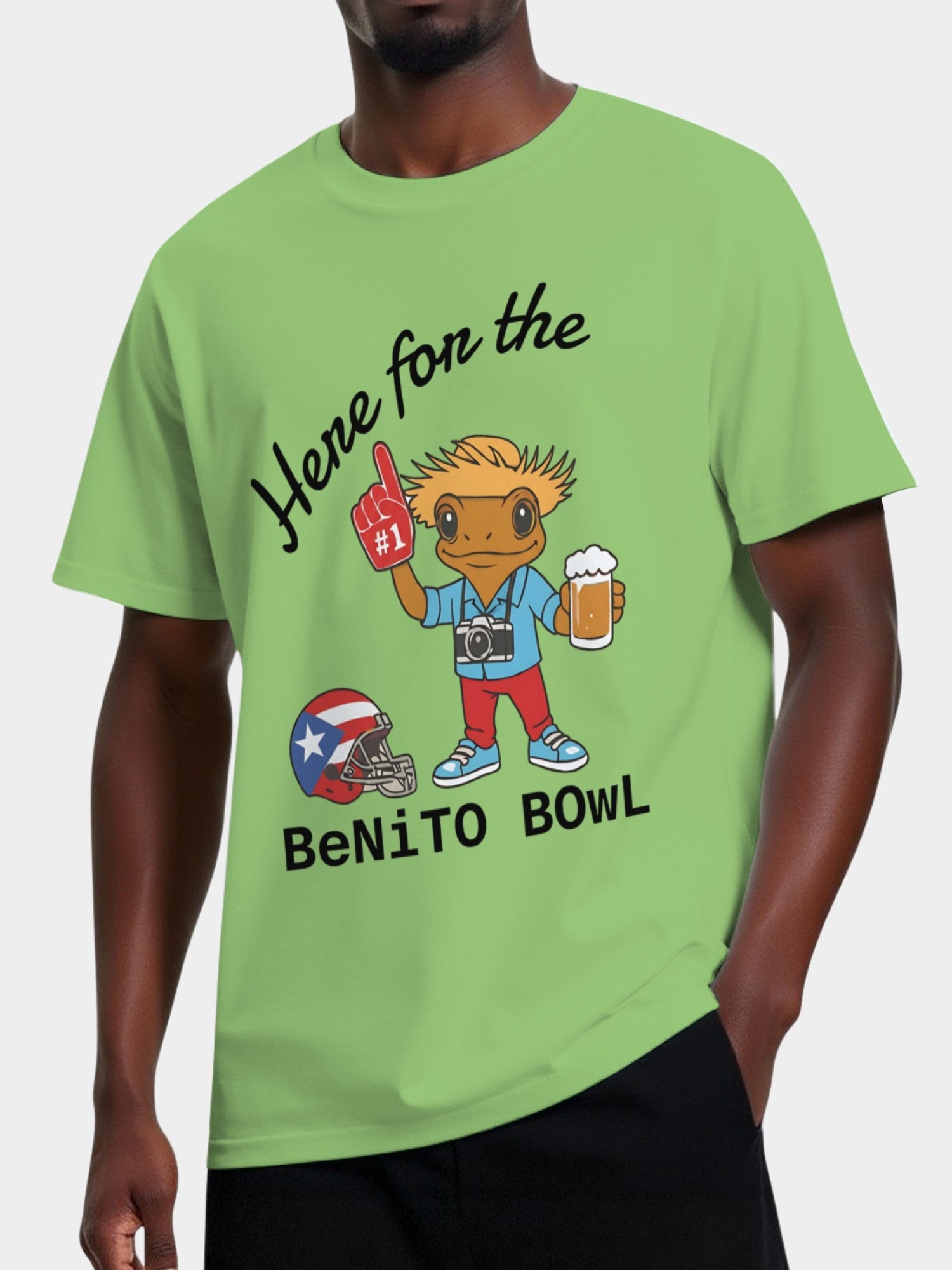 "Here For The BeNiTO BOWL" Funny Coquí T-Shirt - Puerto Rico Football Graphic Tee