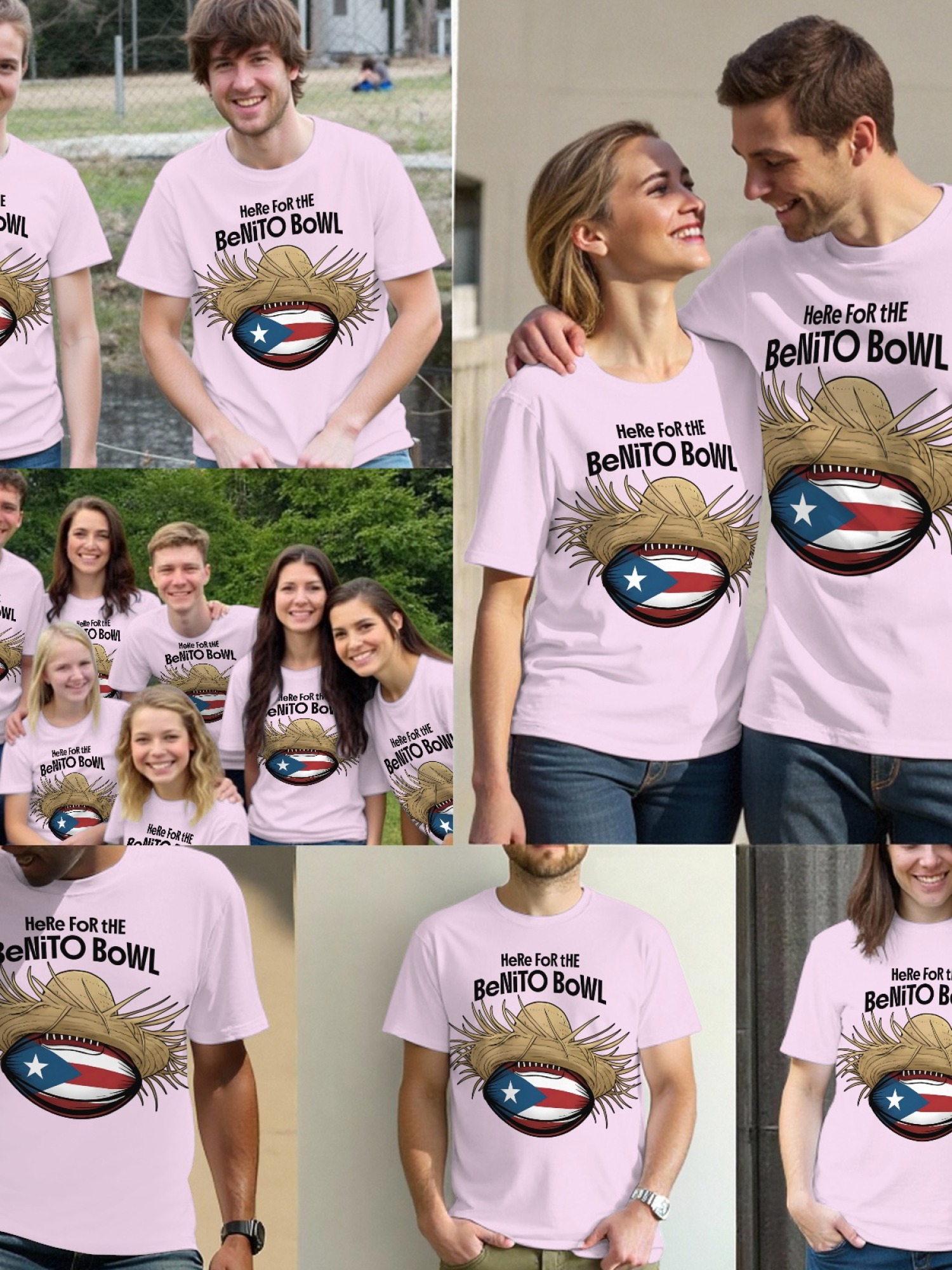 Benito Bowl T-Shirt - Puerto Rico Football Straw Hat Graphic Tee