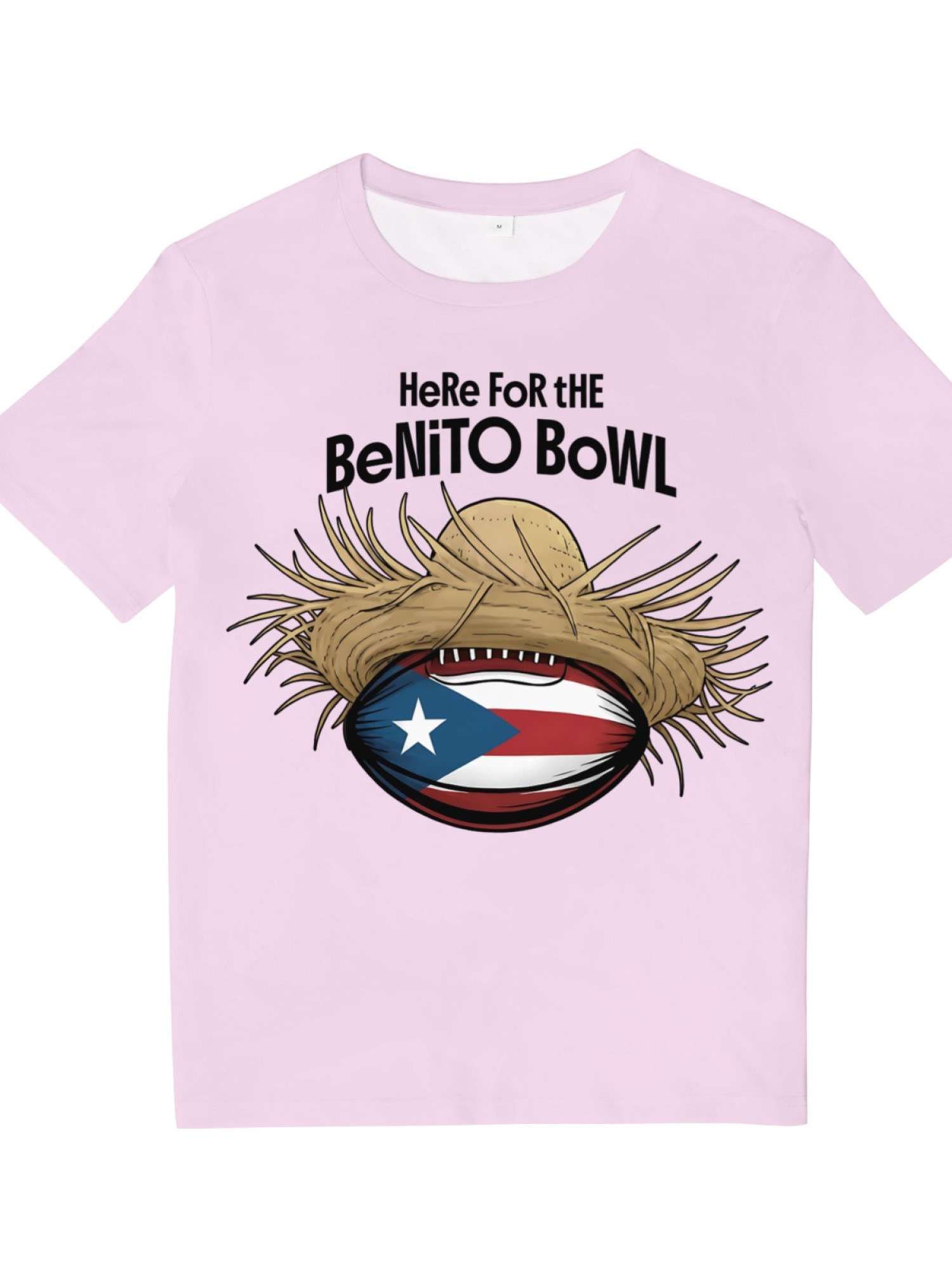 Benito Bowl T-Shirt - Puerto Rico Football Straw Hat Graphic Tee