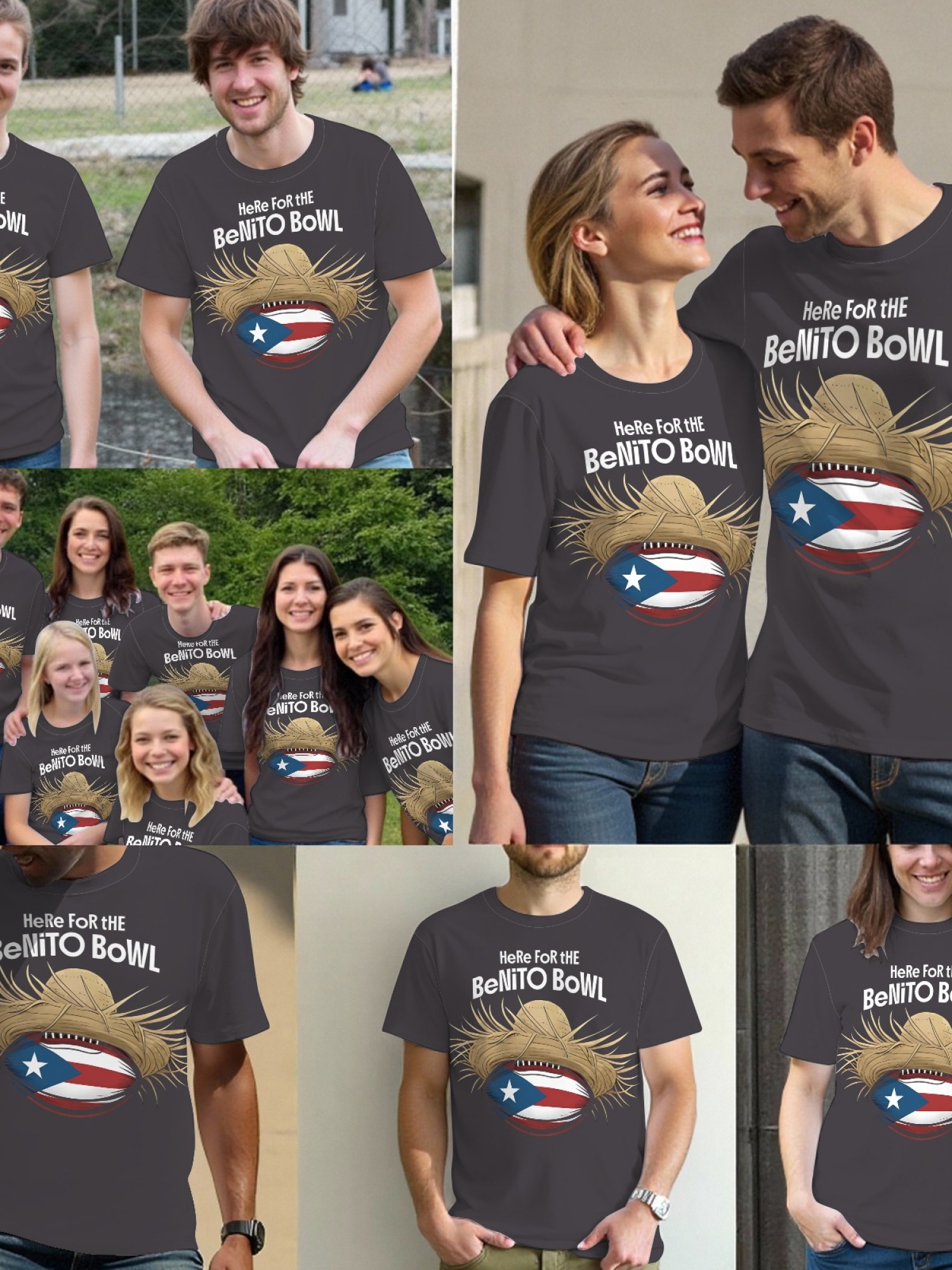 Benito Bowl T-Shirt - Puerto Rico Football Straw Hat Graphic Tee