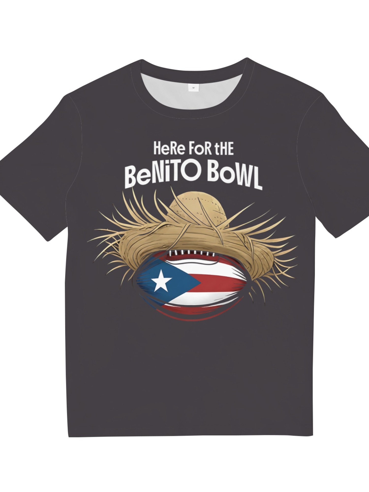 Benito Bowl T-Shirt - Puerto Rico Football Straw Hat Graphic Tee