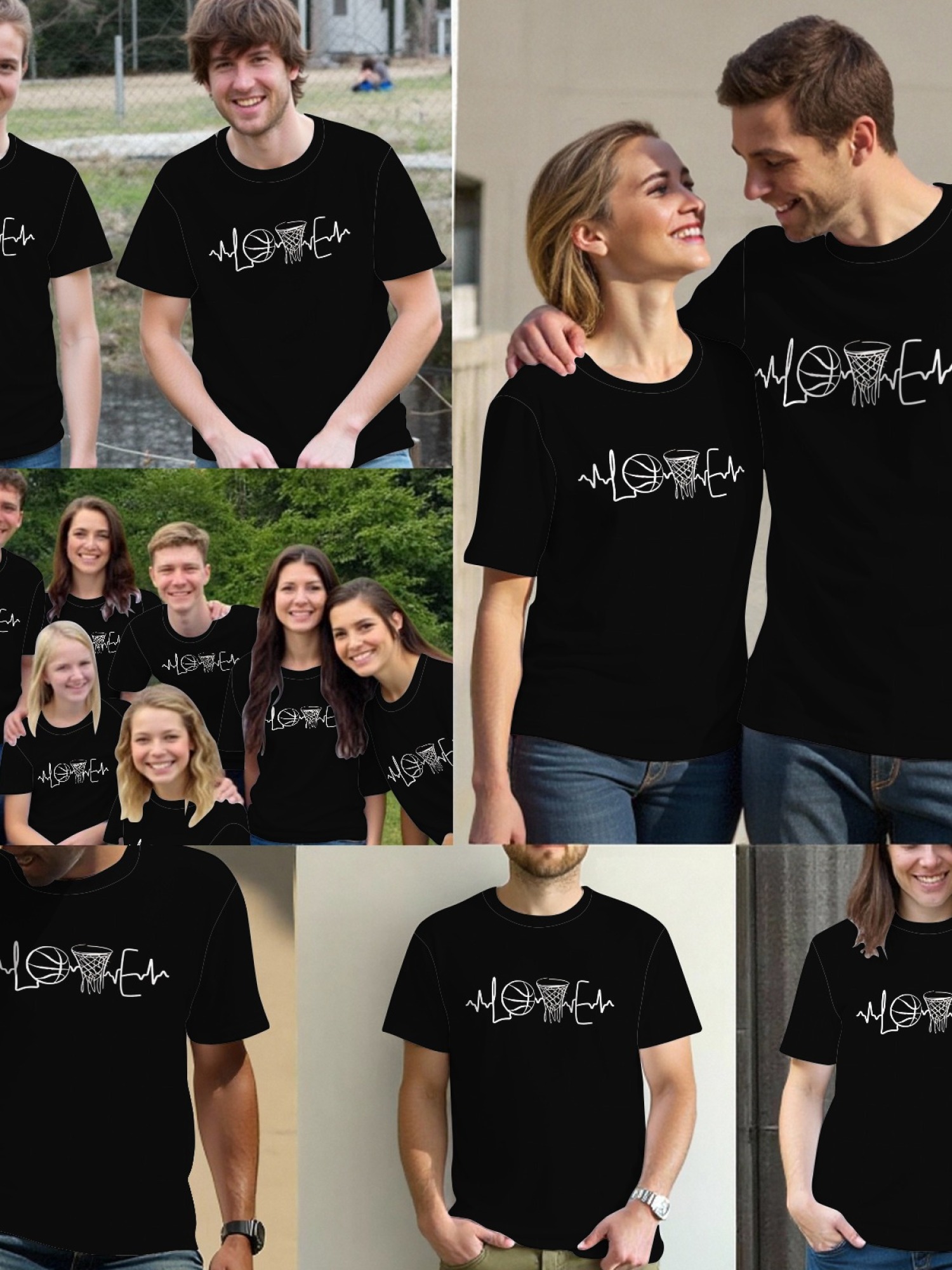 Men's Basketball Heartbeat Graphic T-Shirt - Love Basketball Life Pulse Tee