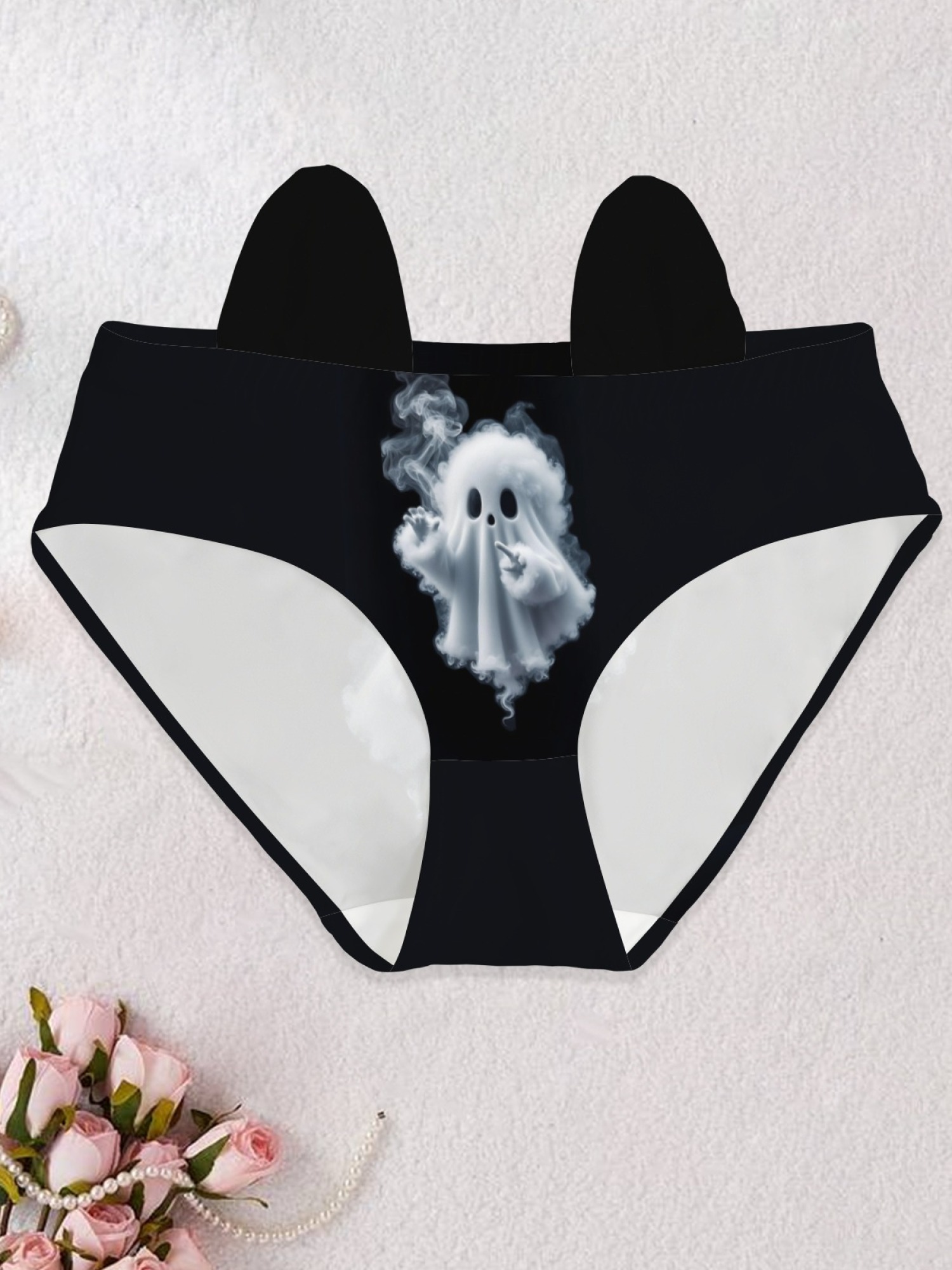 Spooky Aesthetic Smoke Ghost Print Women's Briefs - Cute Gothic Lingerie