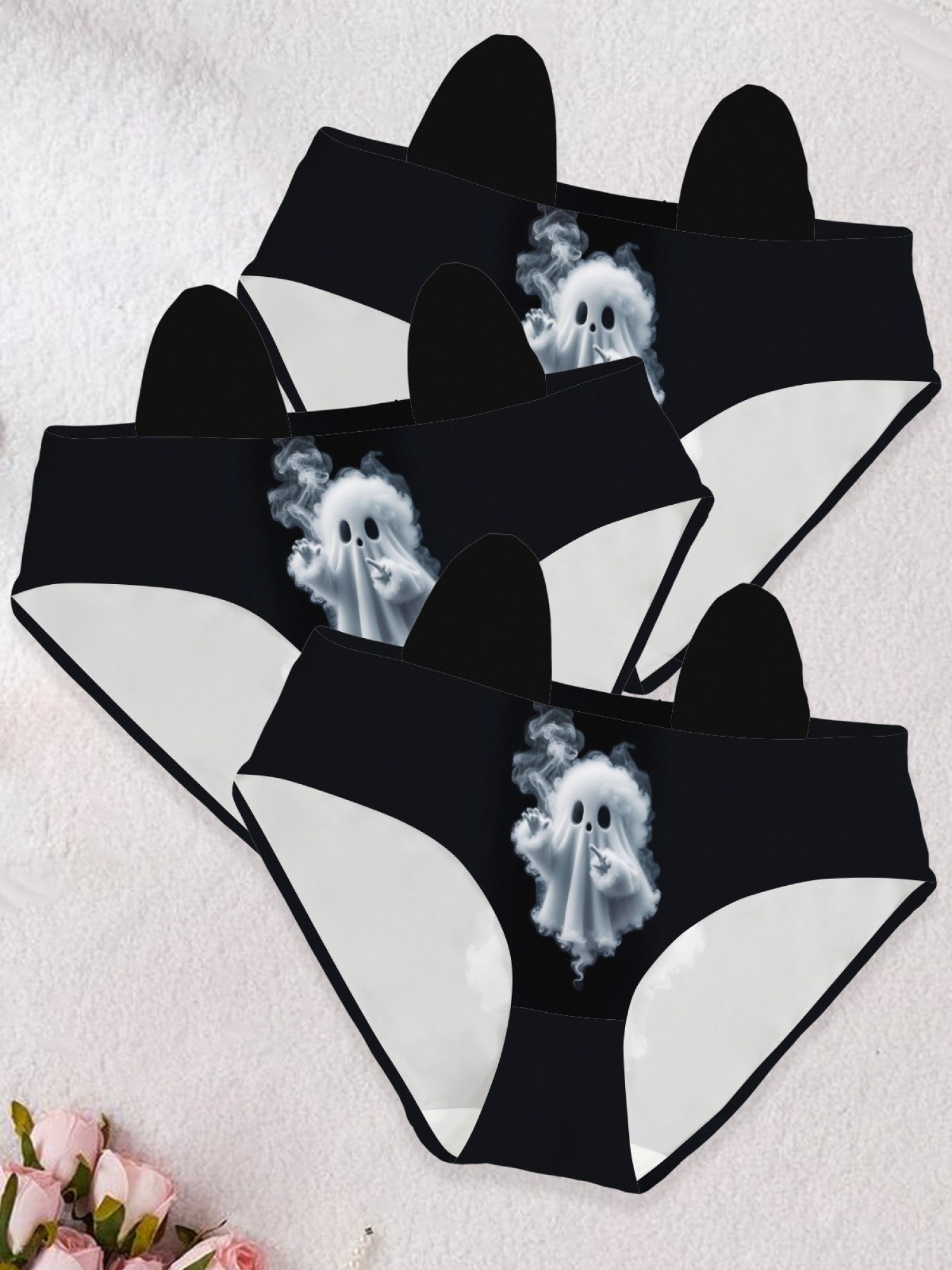Spooky Aesthetic Smoke Ghost Print Women's Briefs - Cute Gothic Lingerie