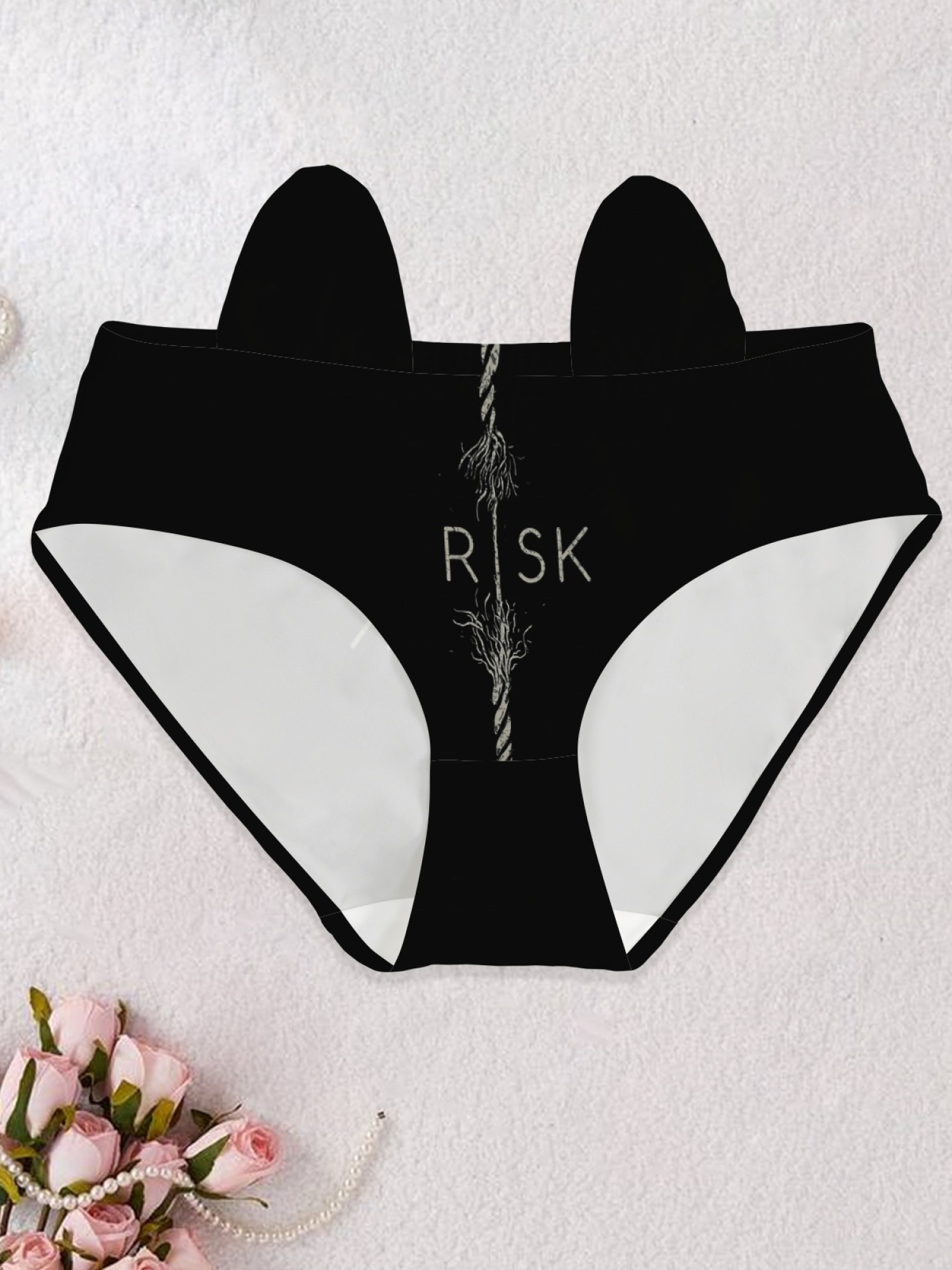 Women's Edgy "RISK" Graphic Print Panties - High Cut Streetwear Underwear