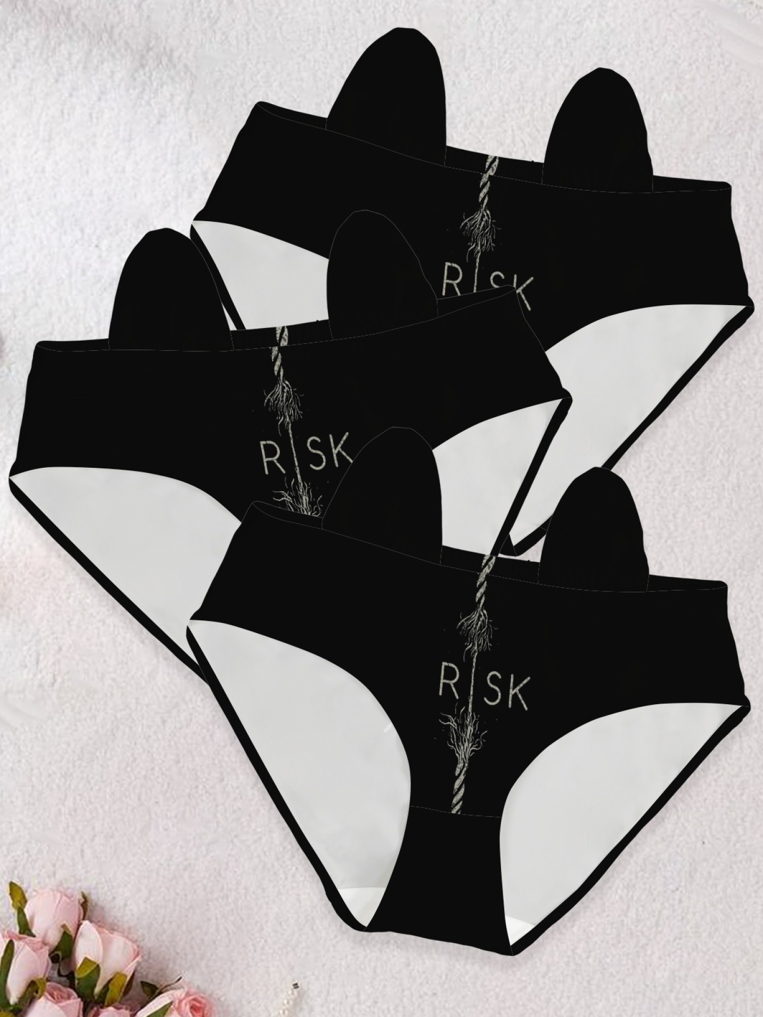 Women's Edgy "RISK" Graphic Print Panties - High Cut Streetwear Underwear