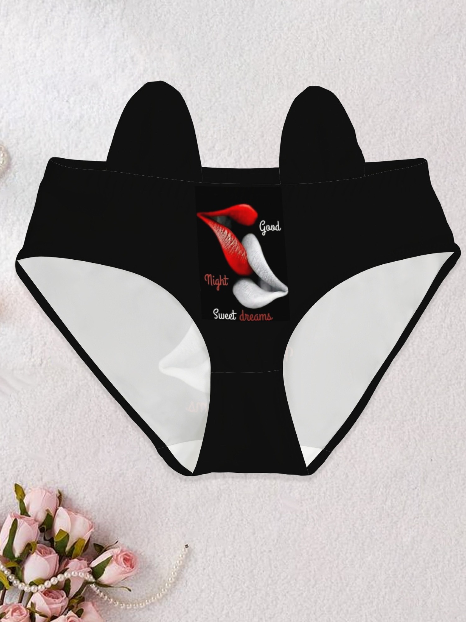 Sexy Lips Print Women's Seamless Panties - "Good Night Sweet Dreams" Graphic Underwear