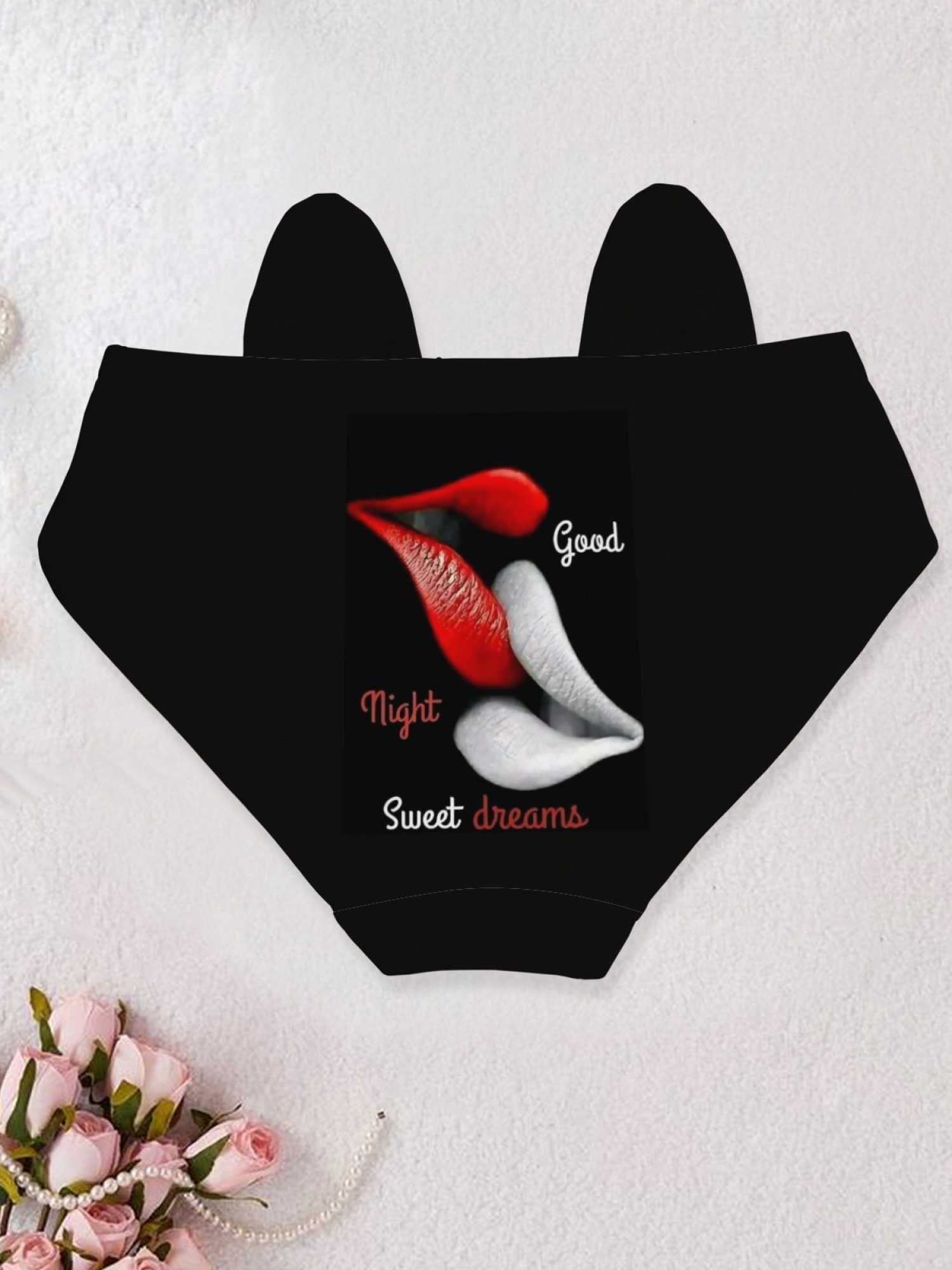 Sexy Lips Print Women's Seamless Panties - "Good Night Sweet Dreams" Graphic Underwear
