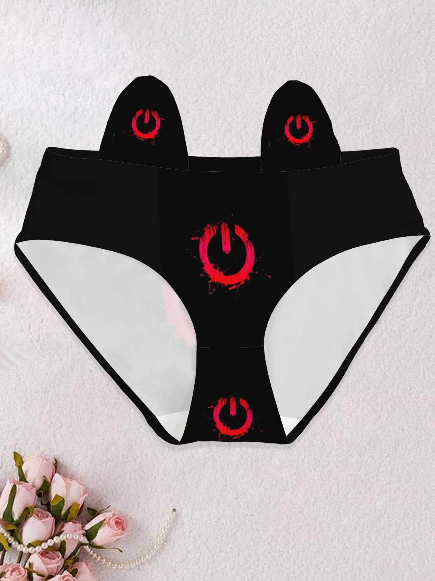 Gaming Power Symbol Print Women's Bikini Panties - Glow Effect Tech Style Underwear