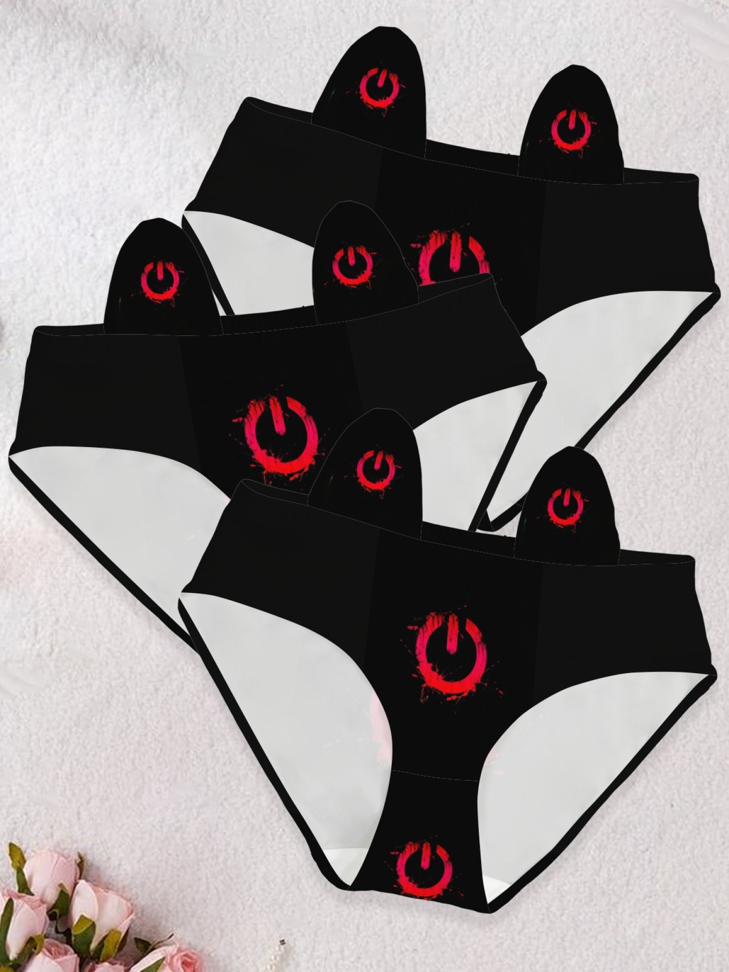 Gaming Power Symbol Print Women's Bikini Panties - Glow Effect Tech Style Underwear